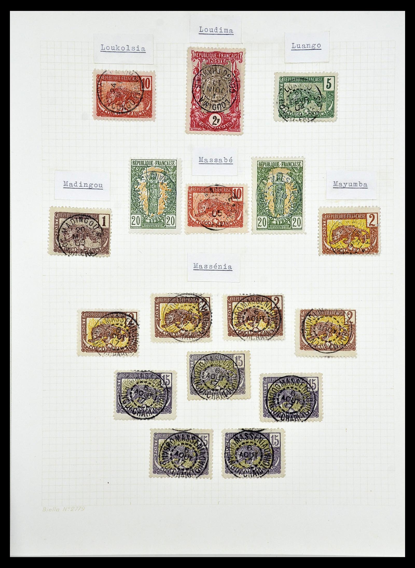 34450 025 - Postzegelverzameling 34450 Frans Congo 1900-1904.