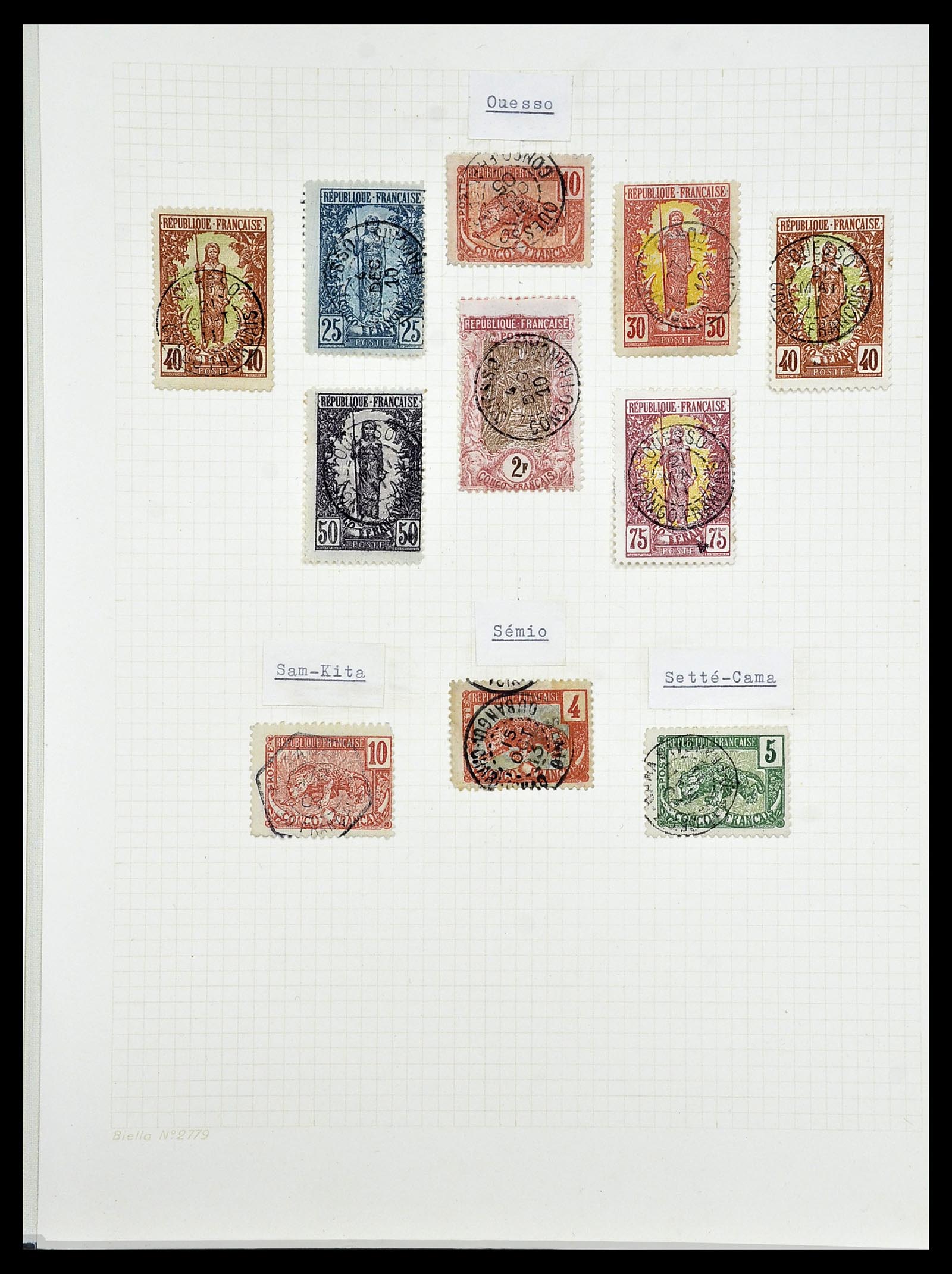 34450 026 - Postzegelverzameling 34450 Frans Congo 1900-1904.