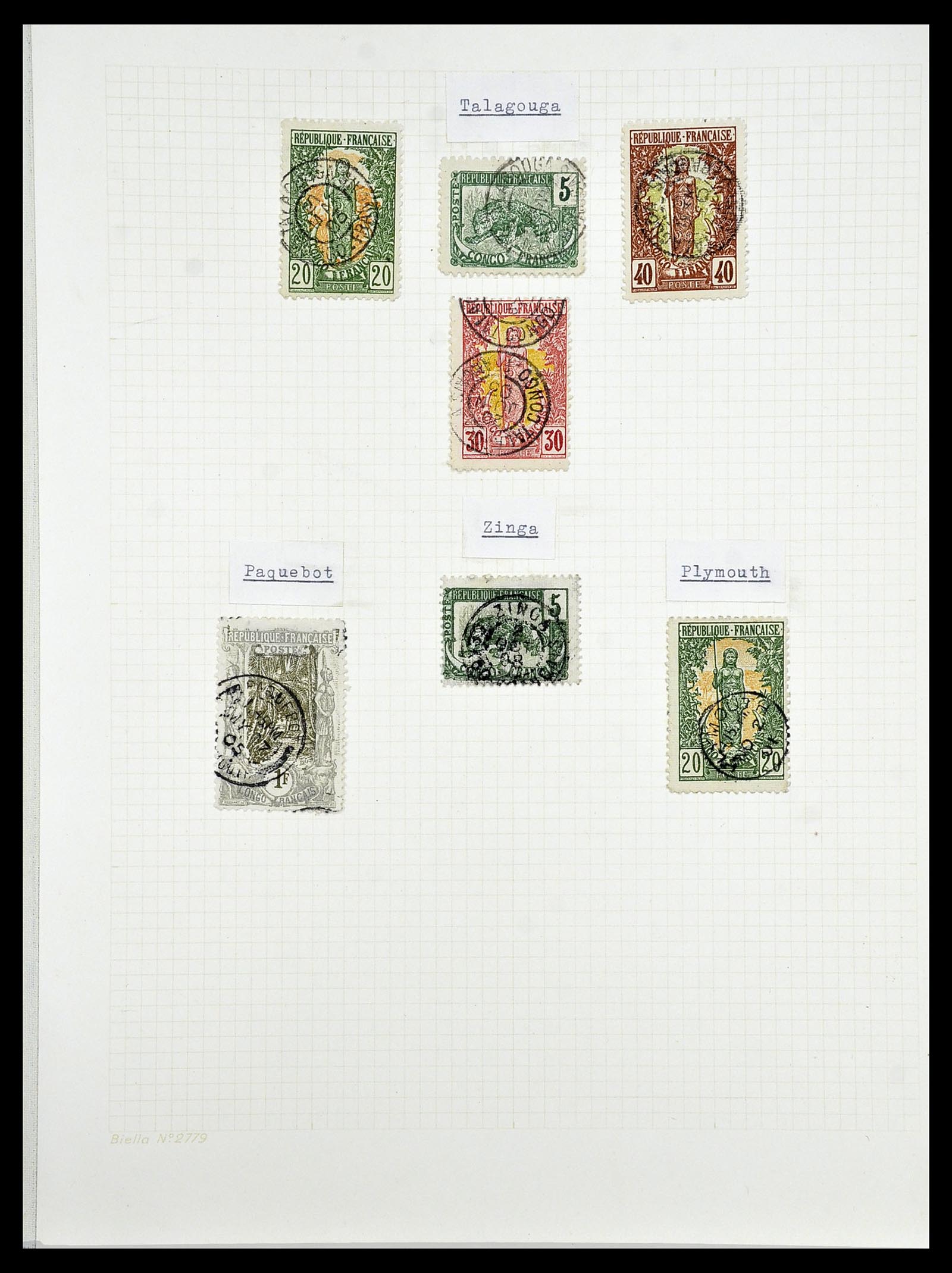 34450 027 - Postzegelverzameling 34450 Frans Congo 1900-1904.