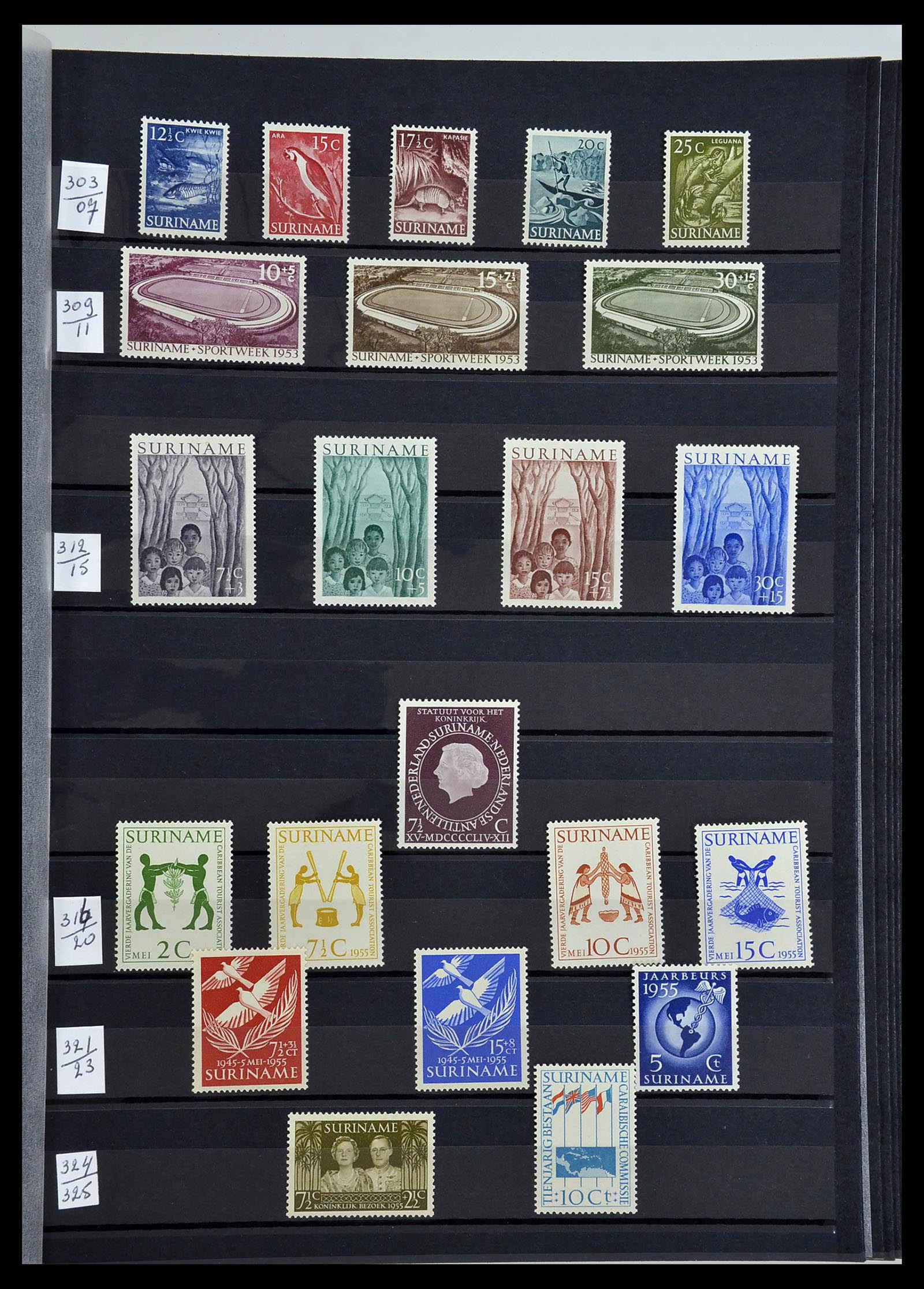 34454 041 - Postzegelverzameling 34454 Suriname en Nederlands Indië 1864-1975.