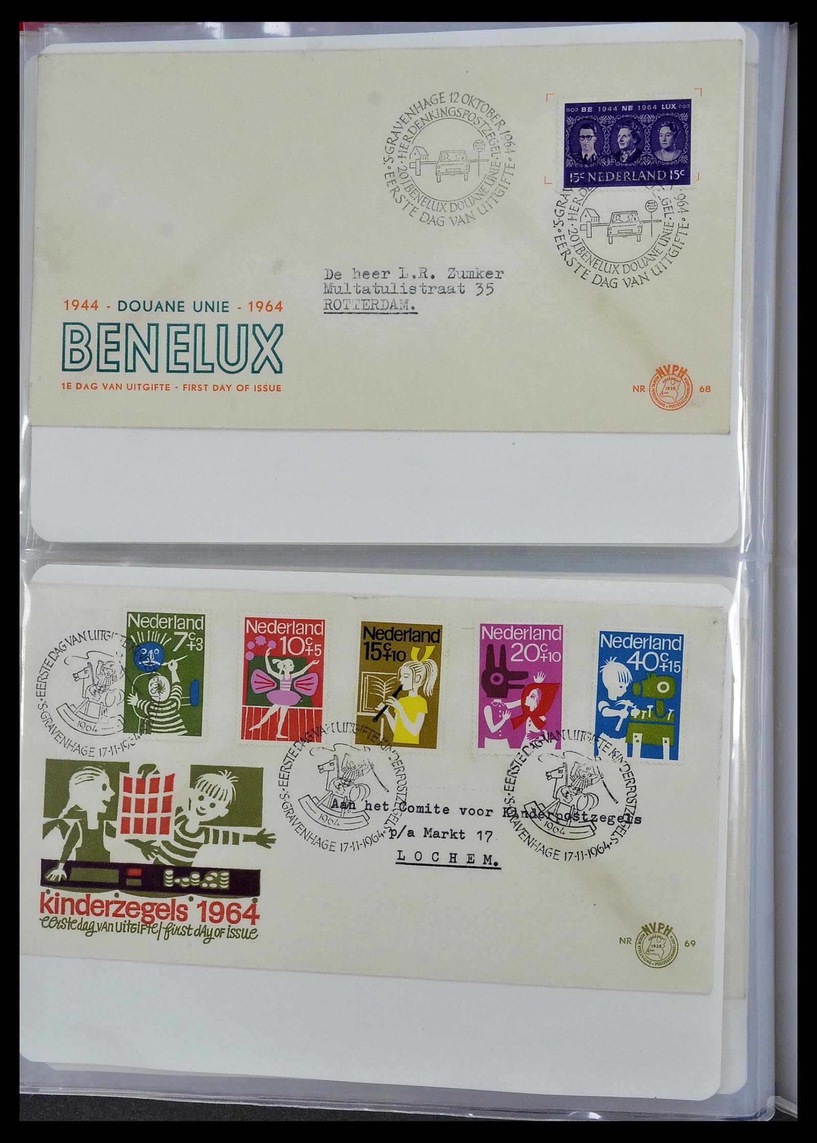 34468 036 - Stamp Collection 34468 Netherlands FDC's 1950-1970.