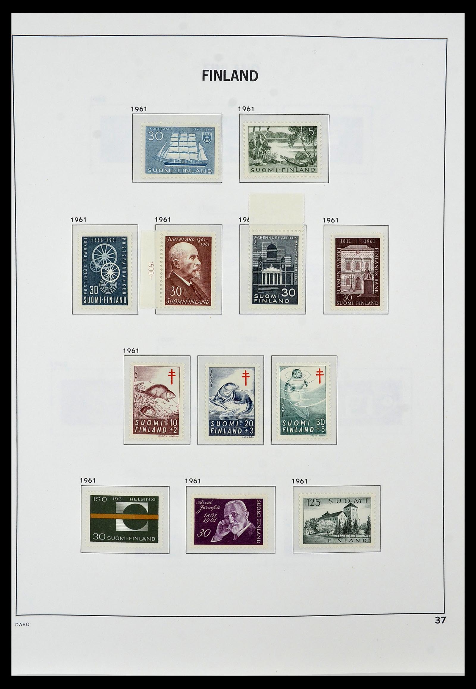34476 037 - Postzegelverzameling 34476 Finland 1856-1999.