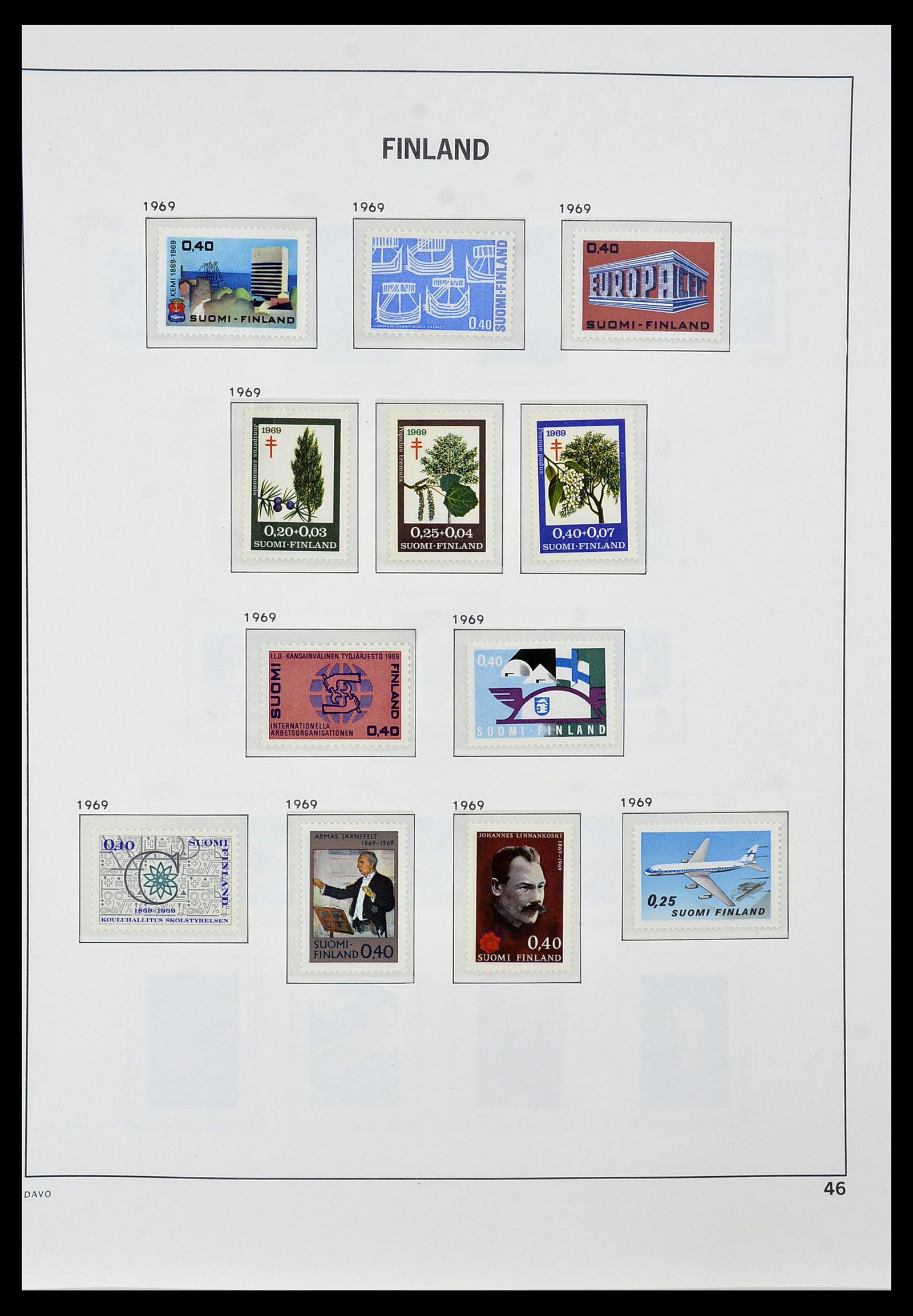 34476 046 - Postzegelverzameling 34476 Finland 1856-1999.