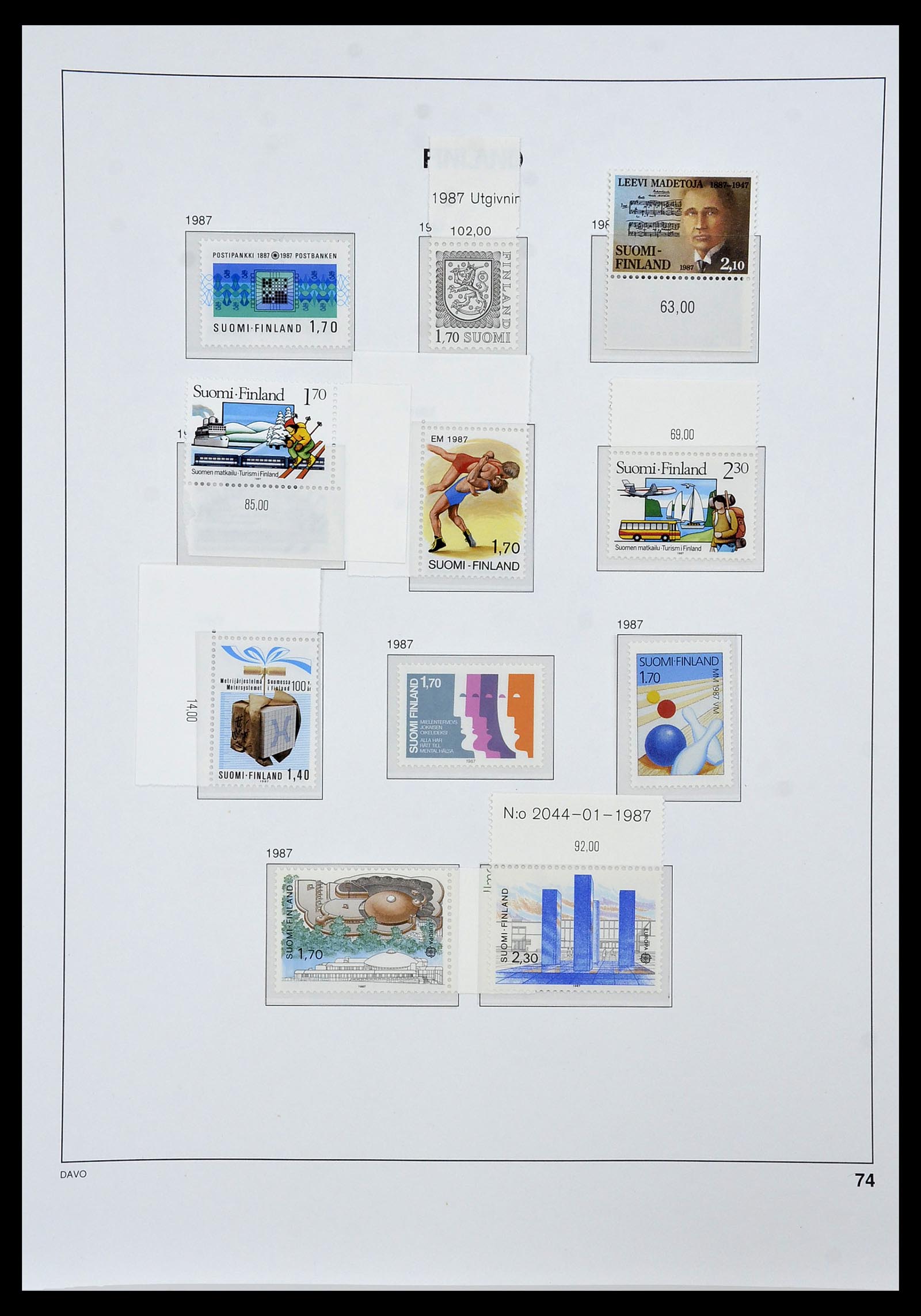 34476 074 - Postzegelverzameling 34476 Finland 1856-1999.