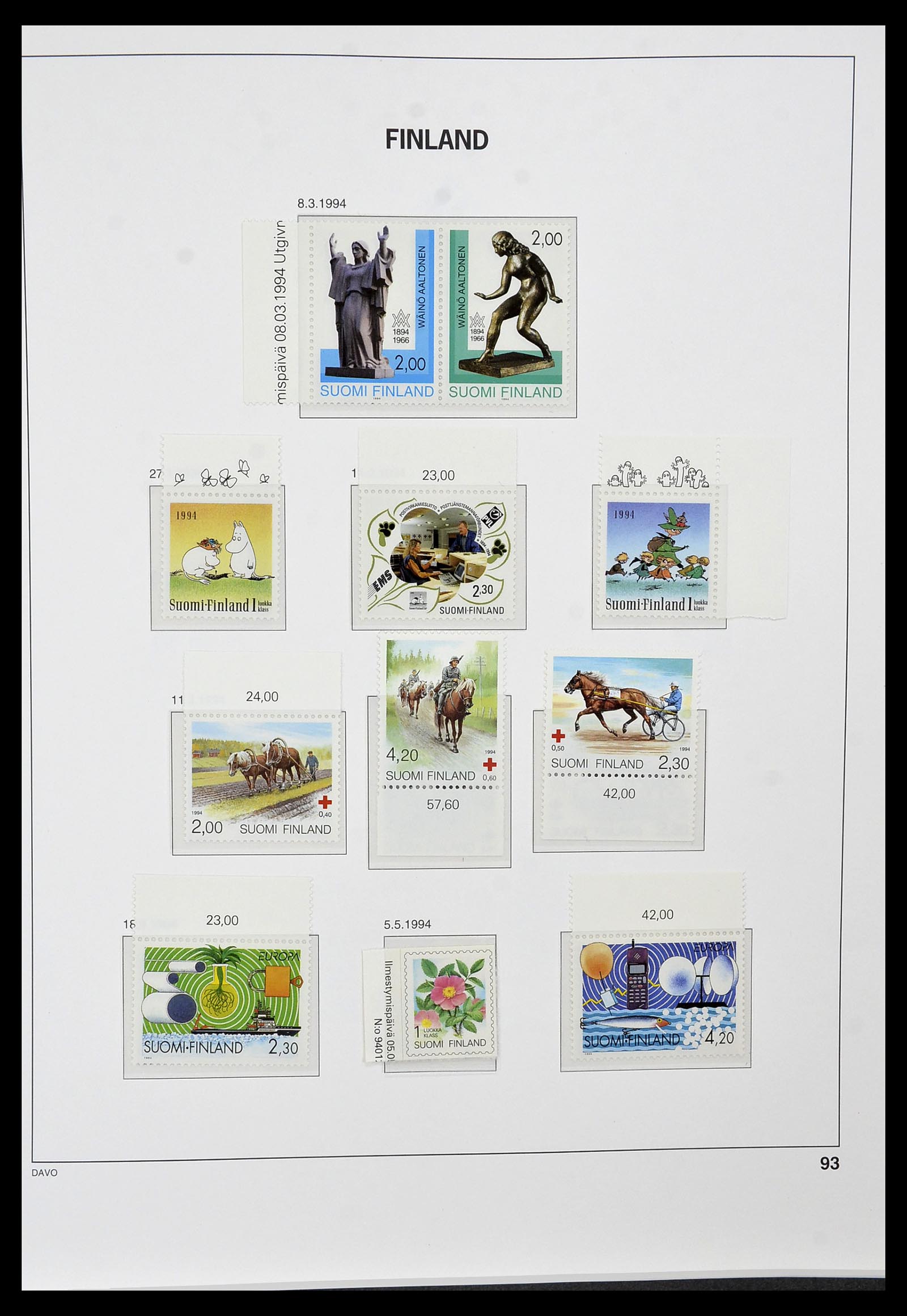 34476 093 - Postzegelverzameling 34476 Finland 1856-1999.