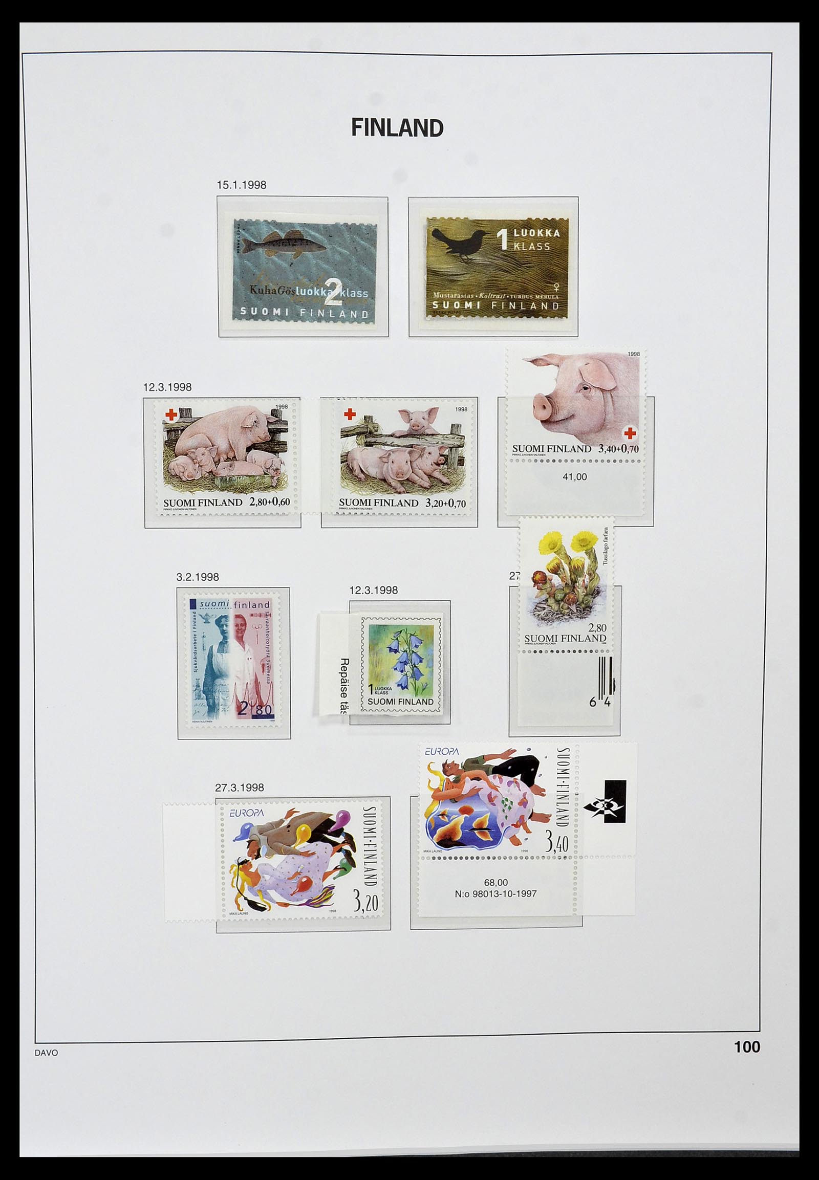 34476 100 - Postzegelverzameling 34476 Finland 1856-1999.