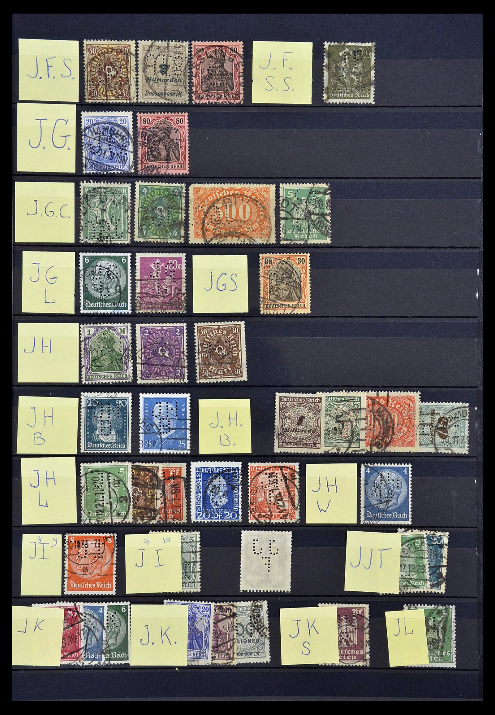 34485 007 - Stamp Collection 34485 Germany perfins 1890-1960.