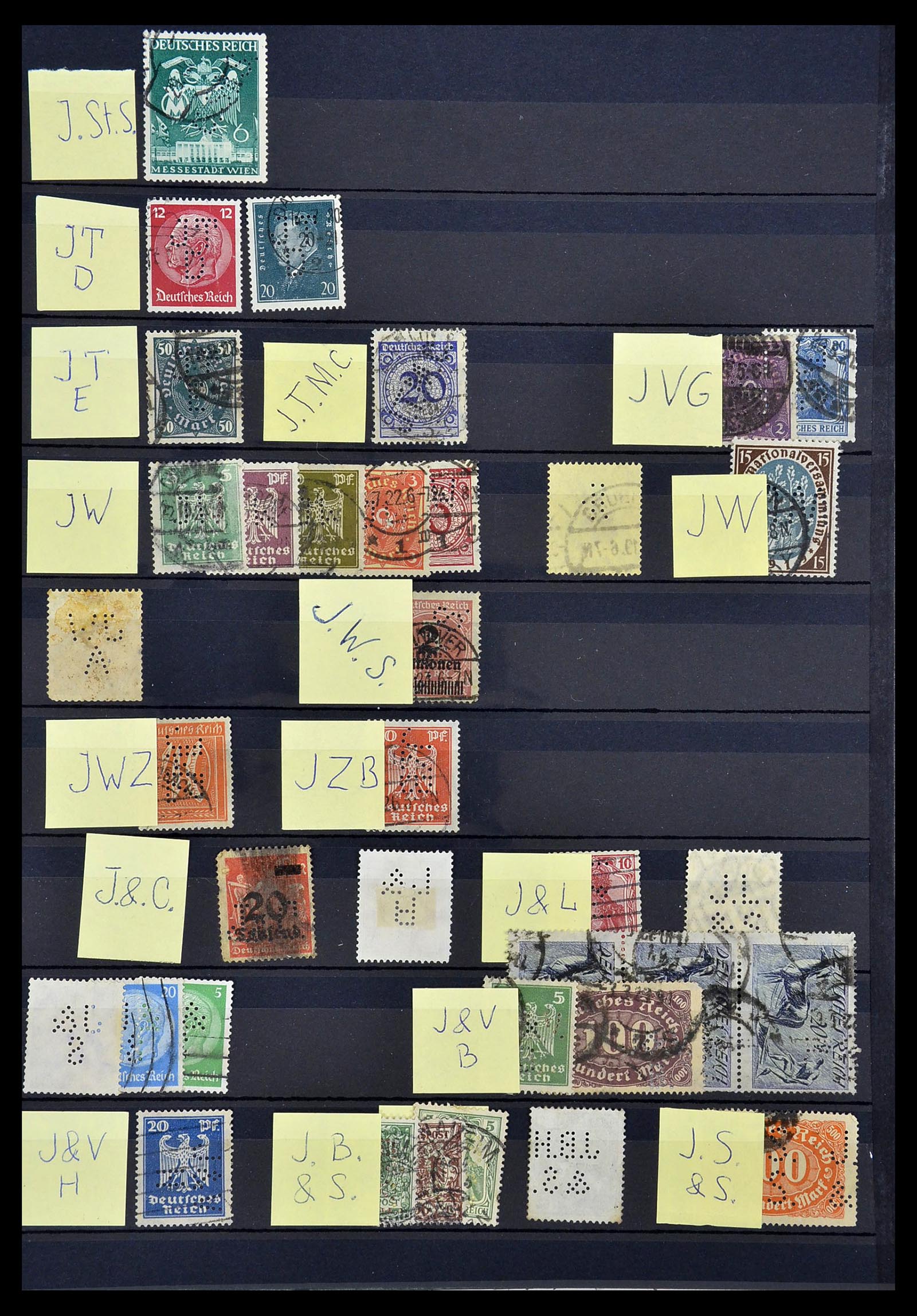 34485 009 - Stamp Collection 34485 Germany perfins 1890-1960.