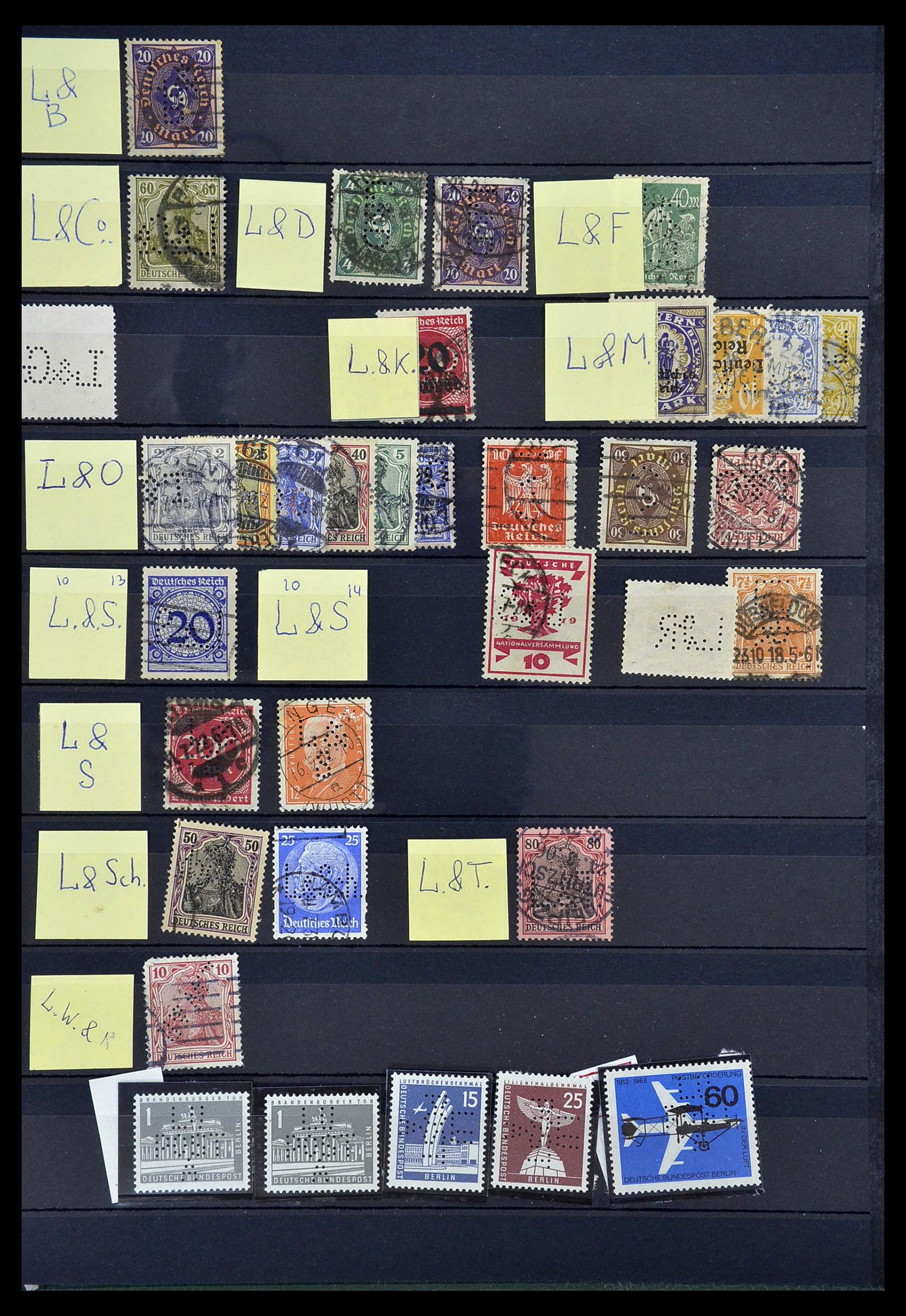 34485 015 - Stamp Collection 34485 Germany perfins 1890-1960.