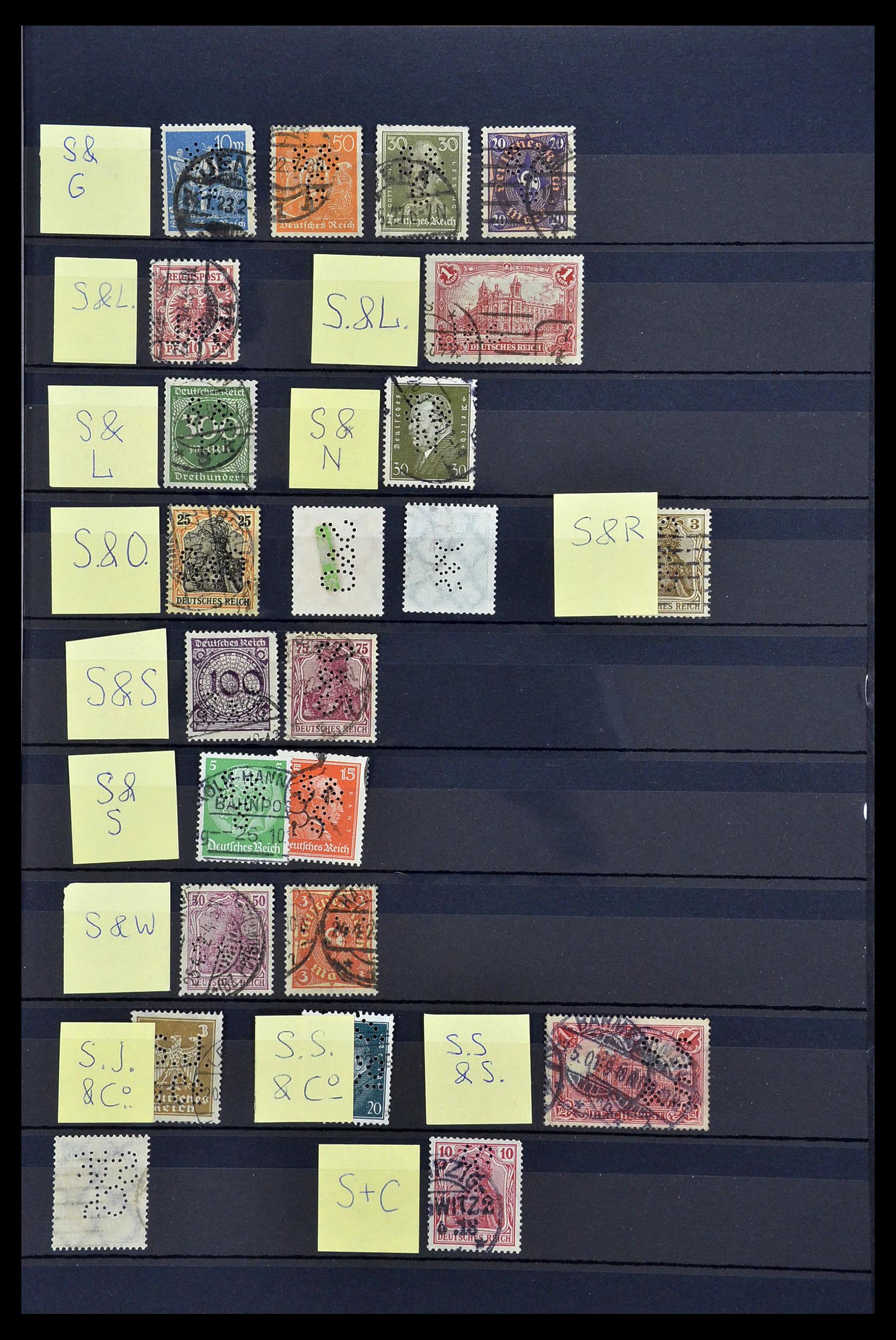 34485 039 - Stamp Collection 34485 Germany perfins 1890-1960.