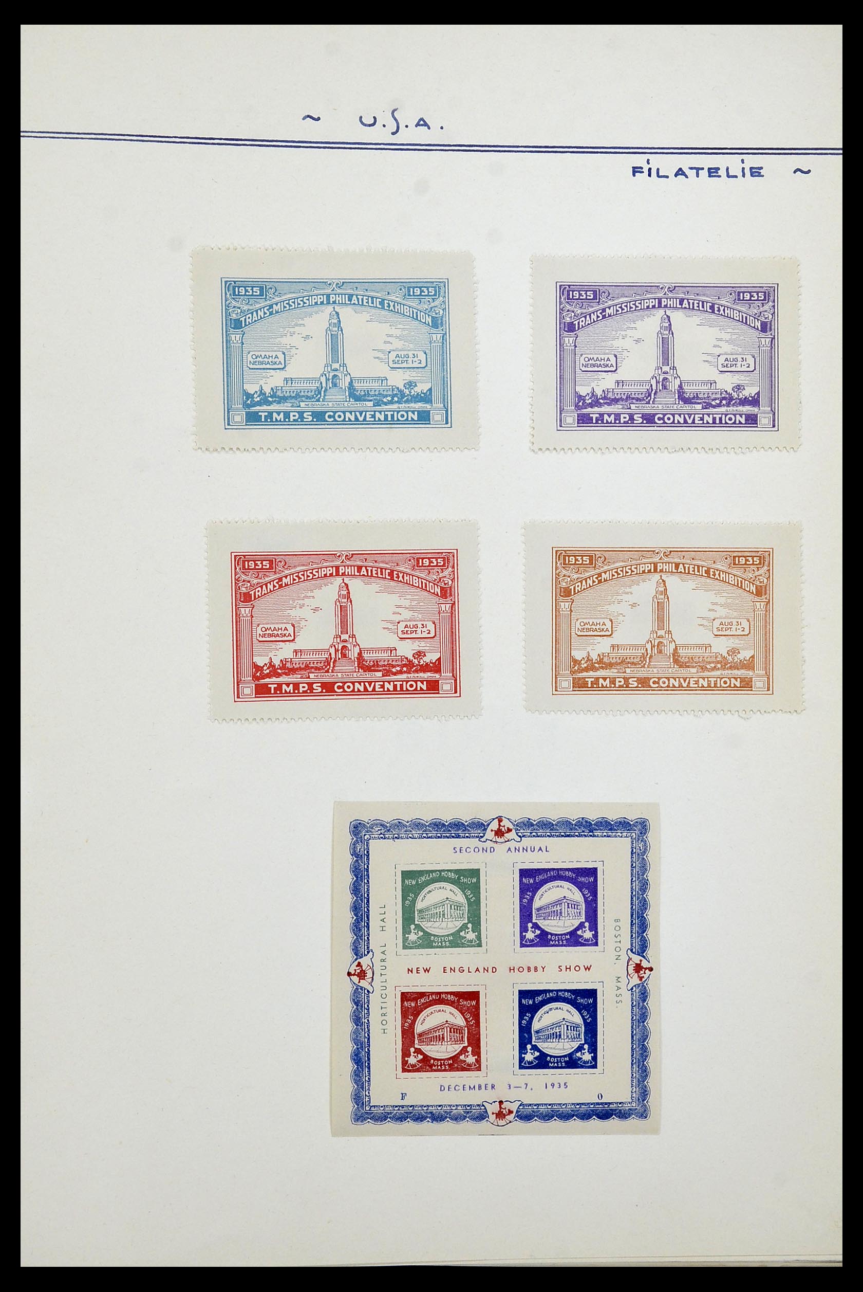 34486 002 - Postzegelverzameling 34486 USA filatelistische labels 1926-1960.