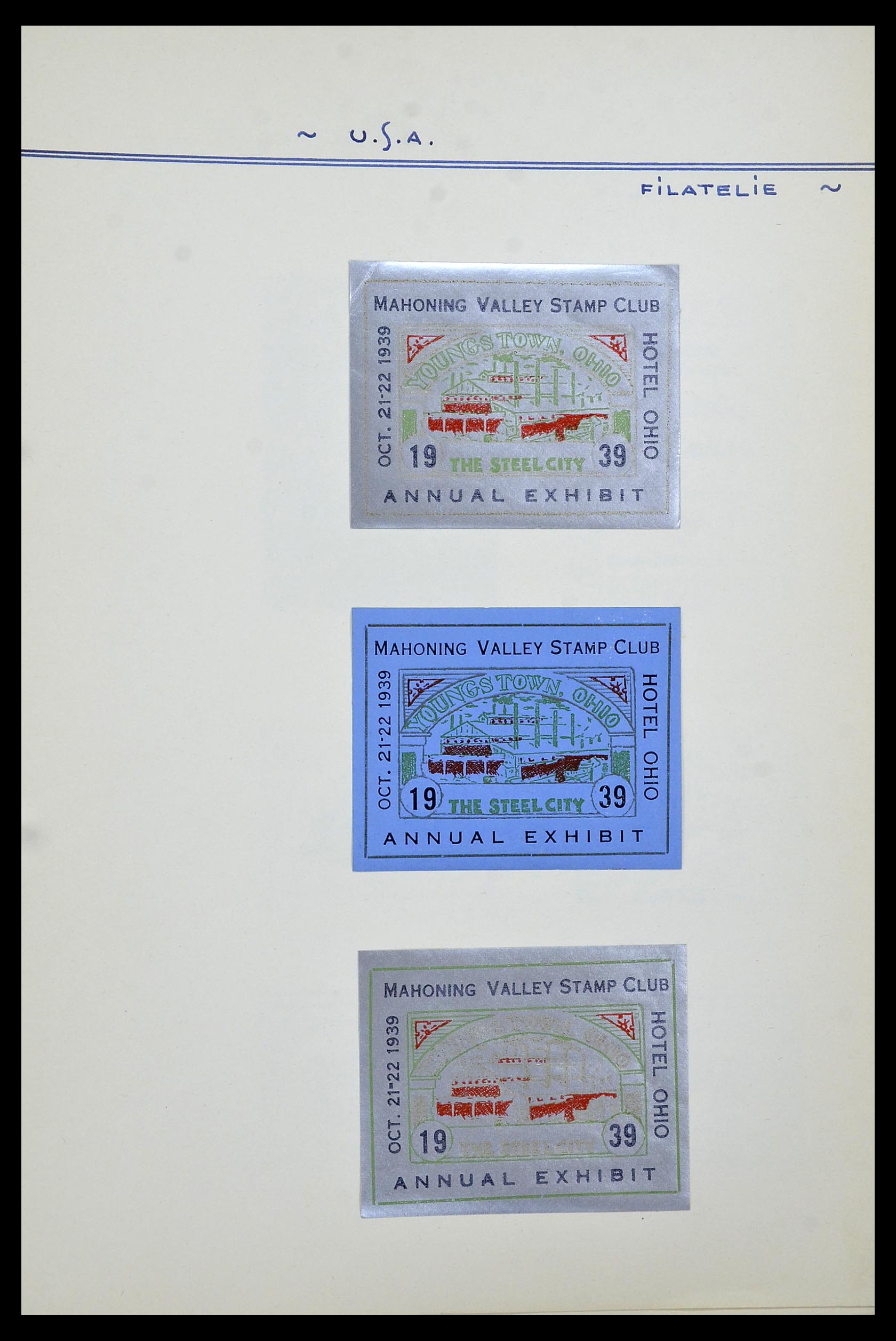 34486 010 - Postzegelverzameling 34486 USA filatelistische labels 1926-1960.