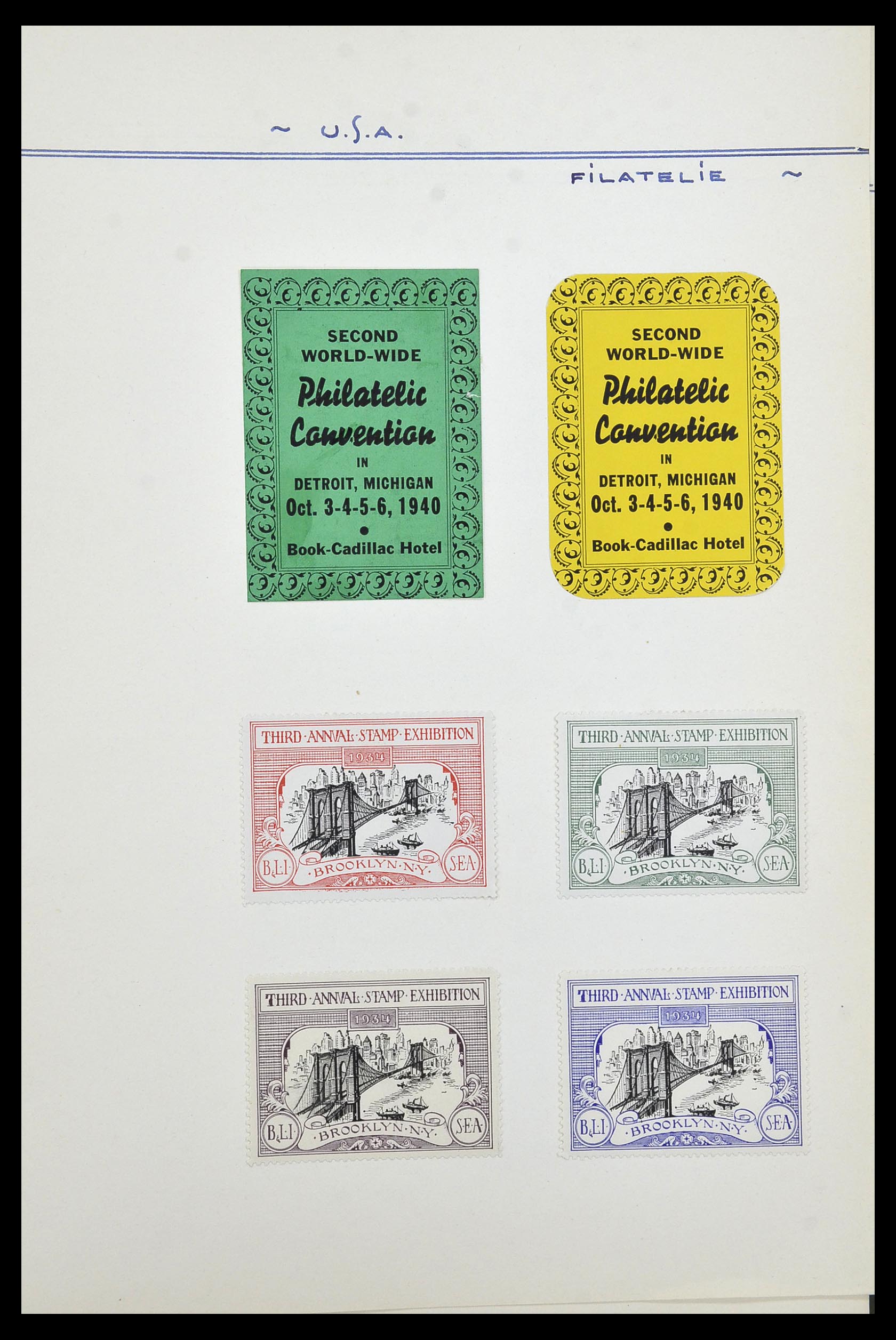 34486 011 - Postzegelverzameling 34486 USA filatelistische labels 1926-1960.