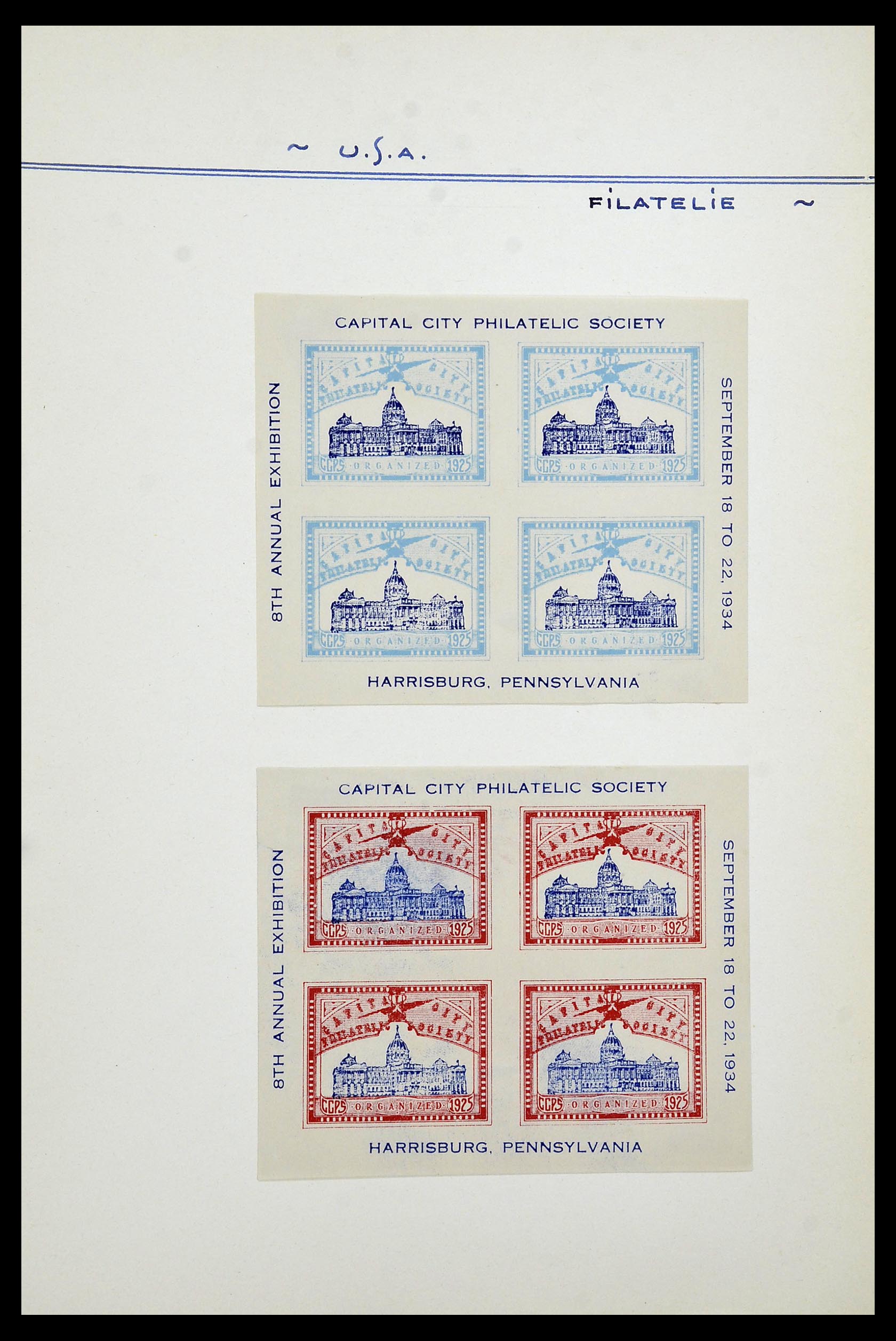 34486 012 - Postzegelverzameling 34486 USA filatelistische labels 1926-1960.