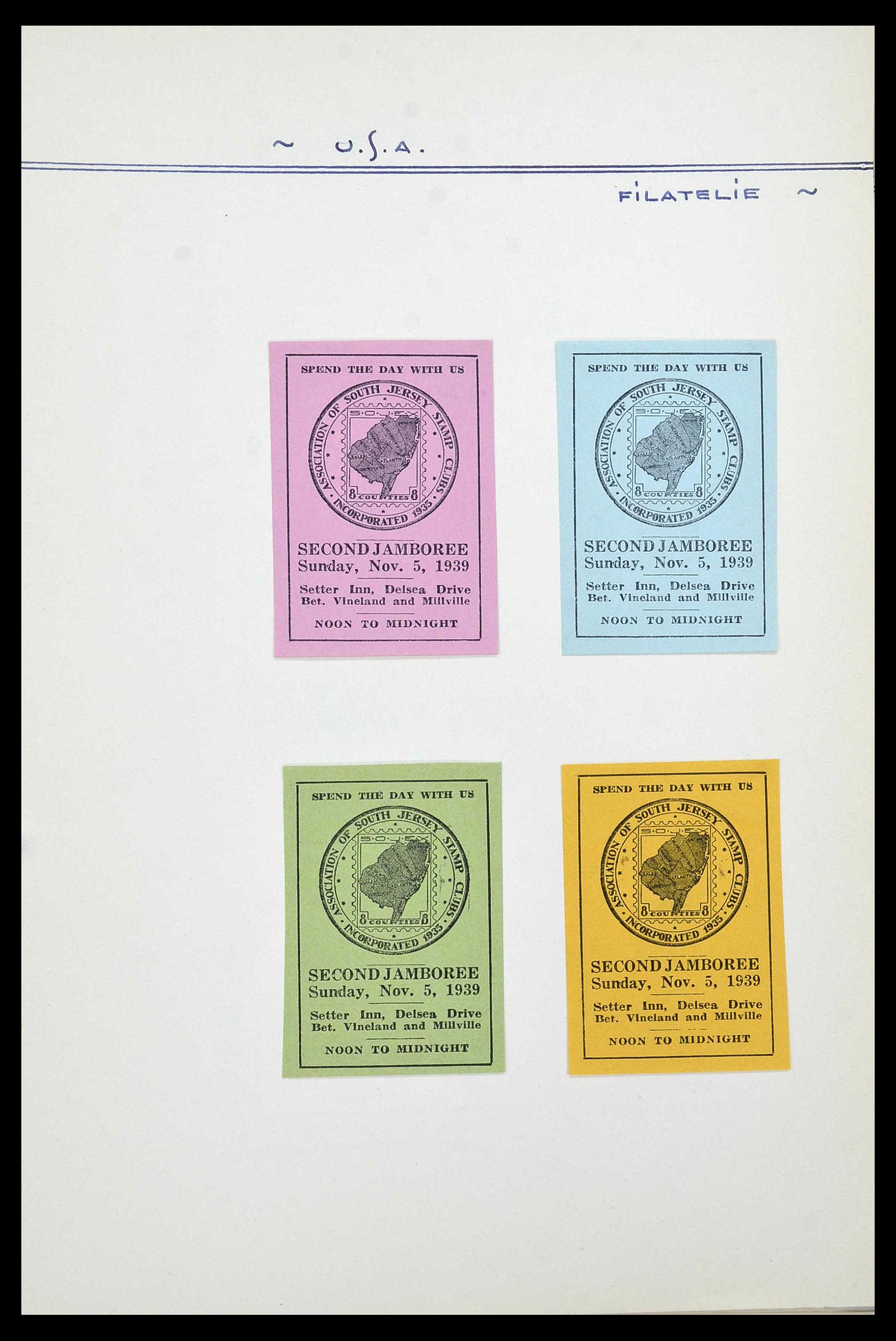 34486 013 - Postzegelverzameling 34486 USA filatelistische labels 1926-1960.