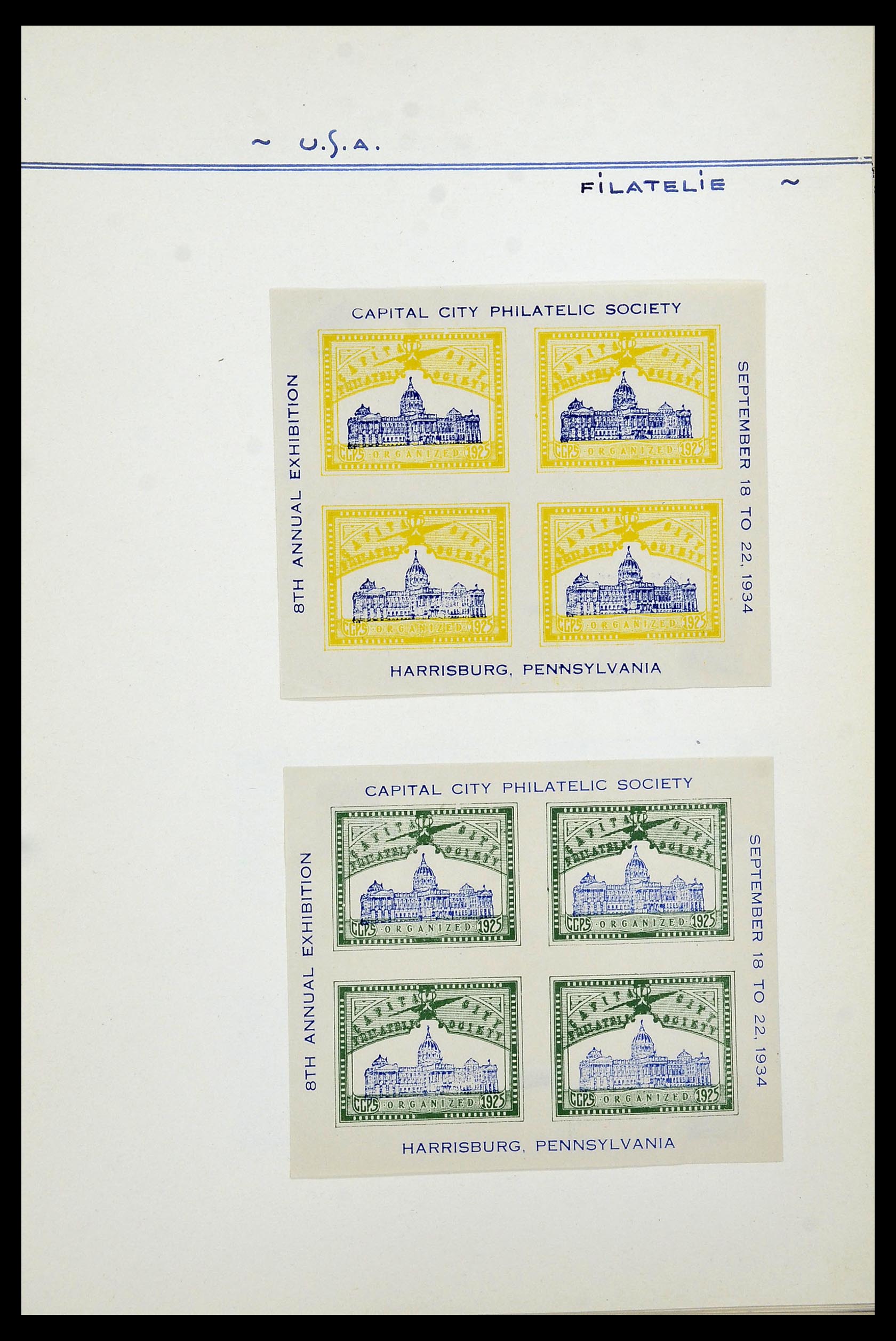 34486 015 - Postzegelverzameling 34486 USA filatelistische labels 1926-1960.