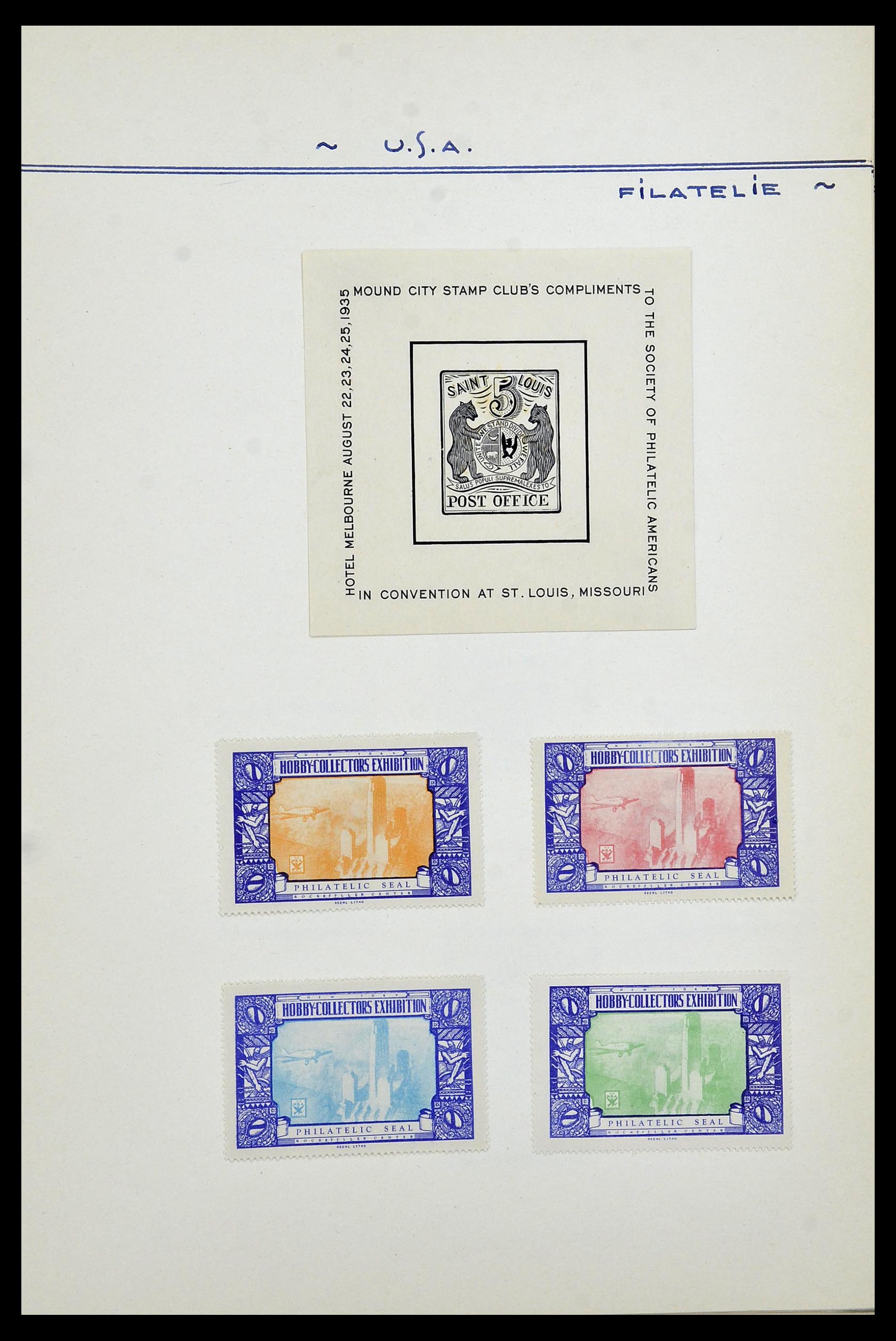 34486 016 - Postzegelverzameling 34486 USA filatelistische labels 1926-1960.