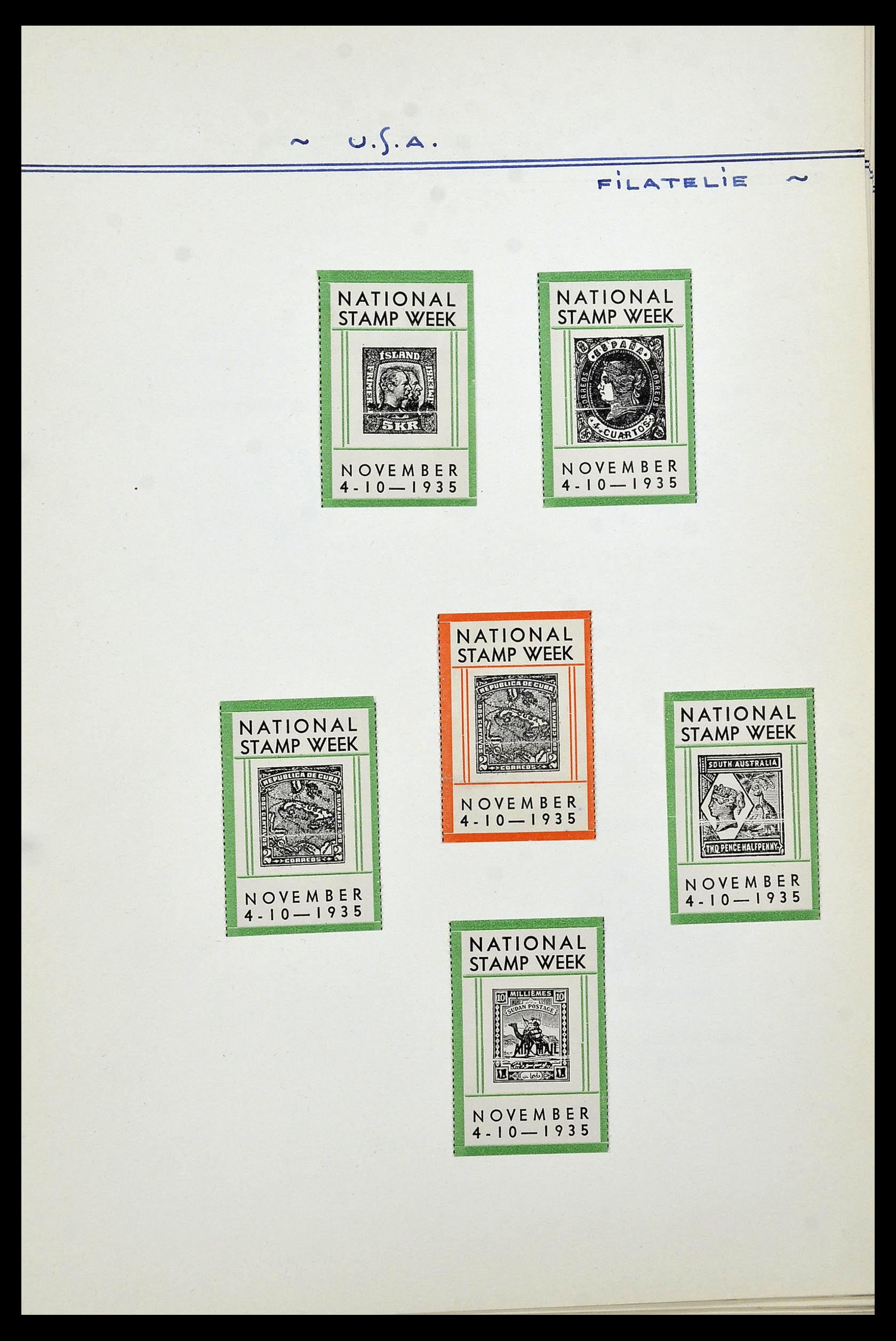 34486 017 - Postzegelverzameling 34486 USA filatelistische labels 1926-1960.