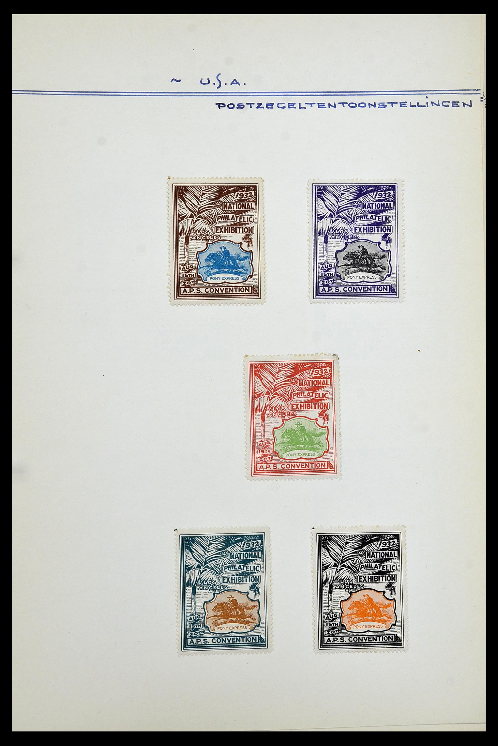 34486 020 - Postzegelverzameling 34486 USA filatelistische labels 1926-1960.