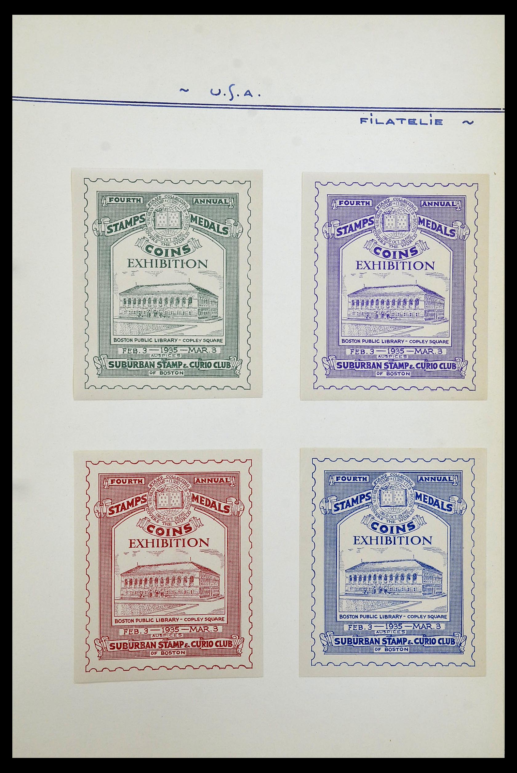 34486 021 - Postzegelverzameling 34486 USA filatelistische labels 1926-1960.