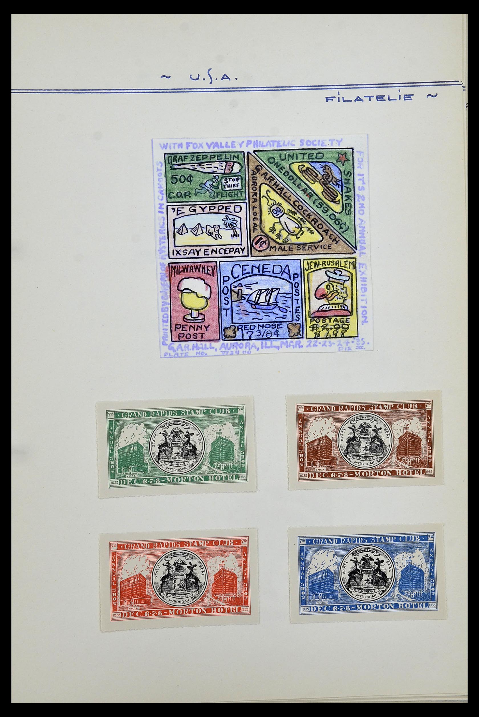 34486 024 - Postzegelverzameling 34486 USA filatelistische labels 1926-1960.