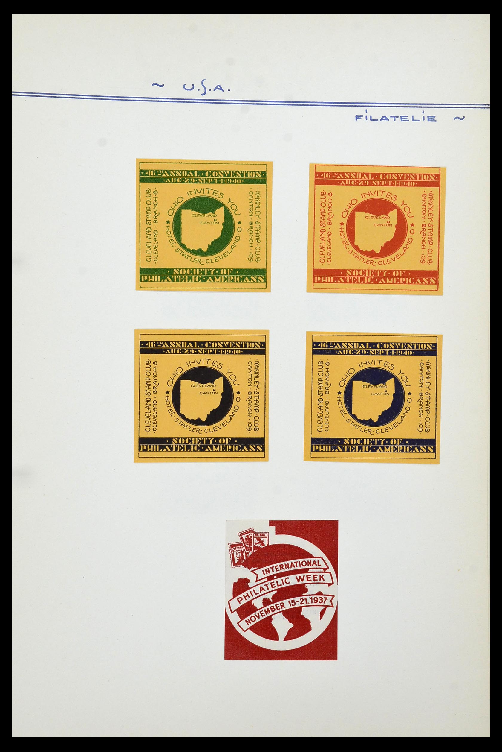 34486 025 - Postzegelverzameling 34486 USA filatelistische labels 1926-1960.