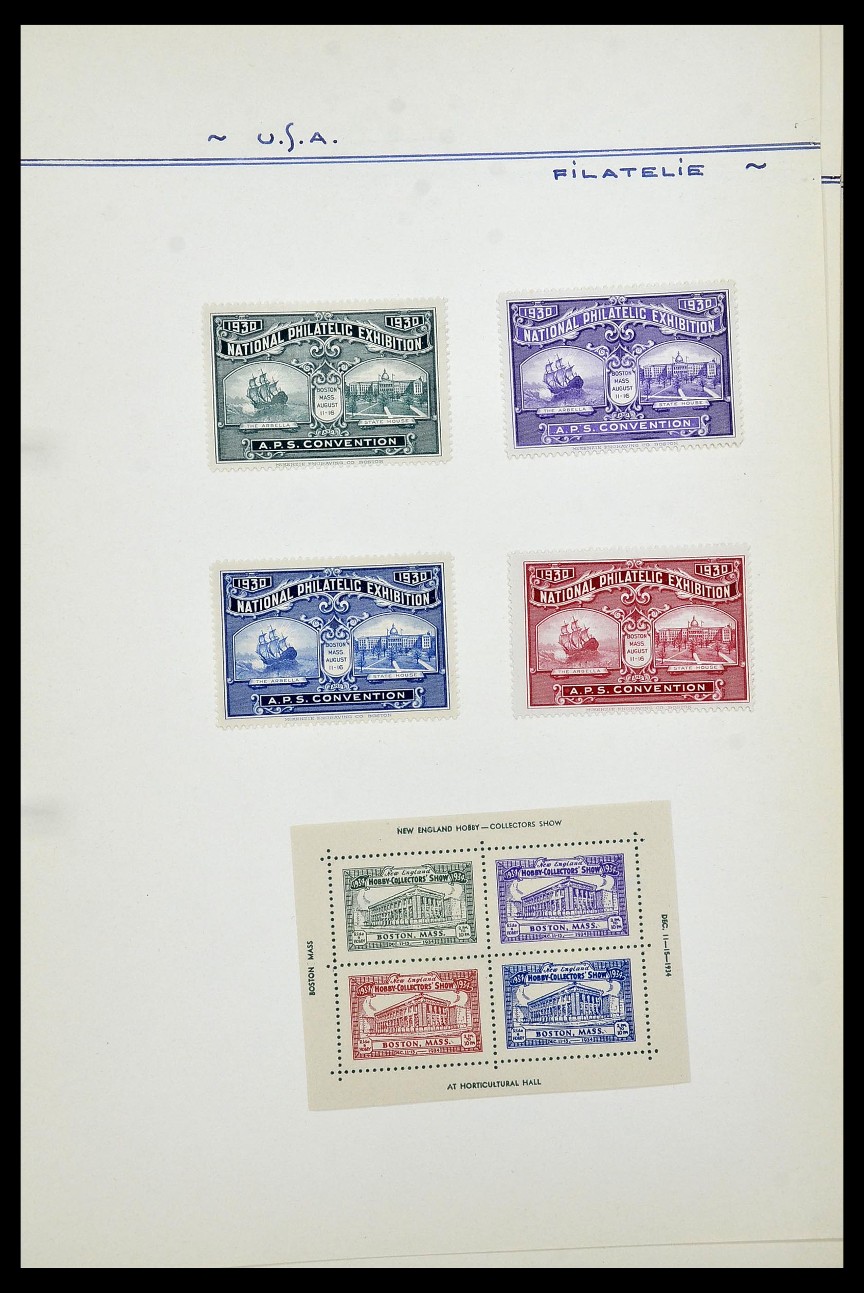 34486 032 - Postzegelverzameling 34486 USA filatelistische labels 1926-1960.