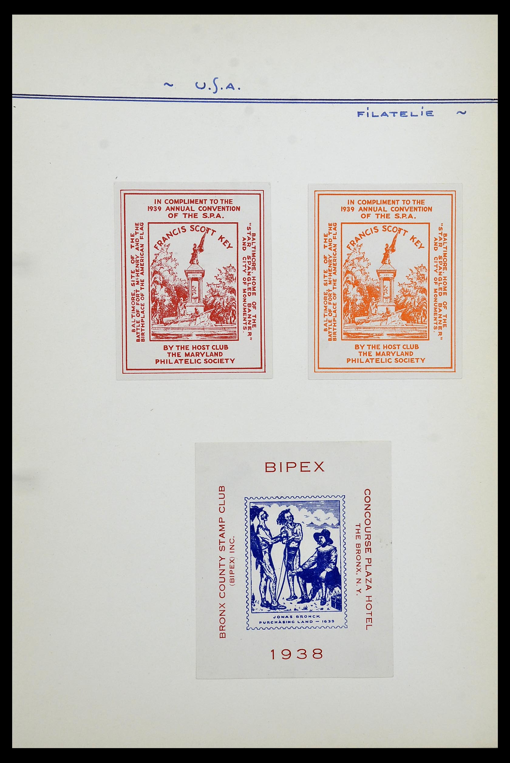 34486 033 - Postzegelverzameling 34486 USA filatelistische labels 1926-1960.