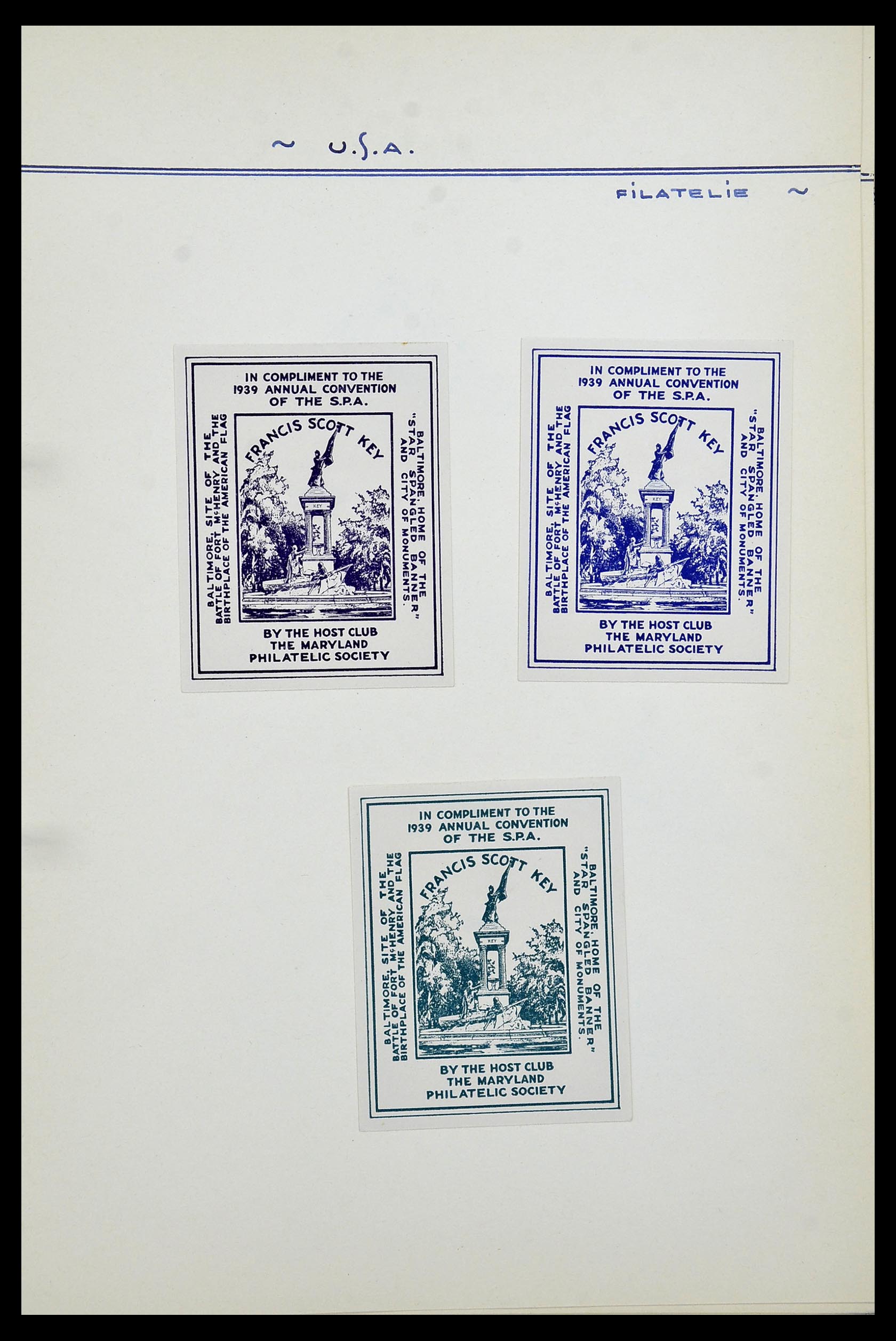 34486 034 - Postzegelverzameling 34486 USA filatelistische labels 1926-1960.