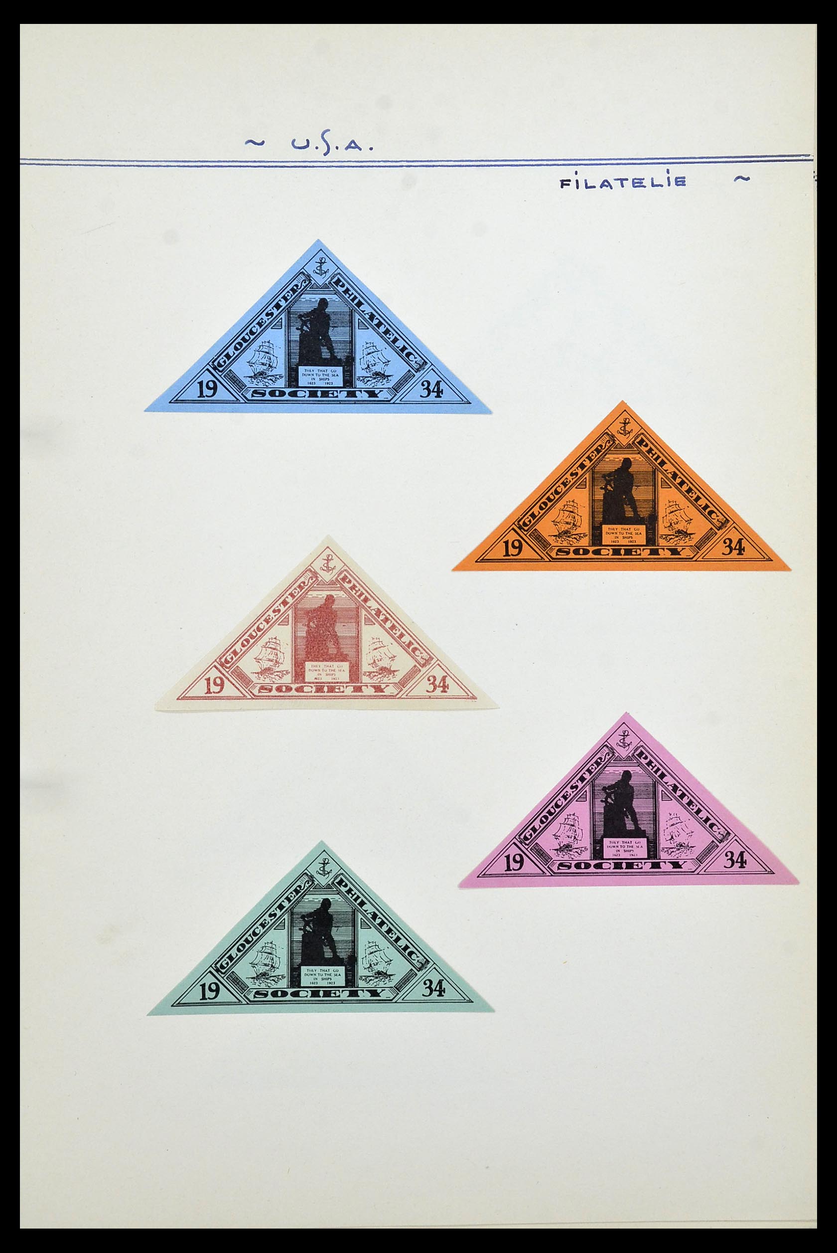 34486 036 - Postzegelverzameling 34486 USA filatelistische labels 1926-1960.