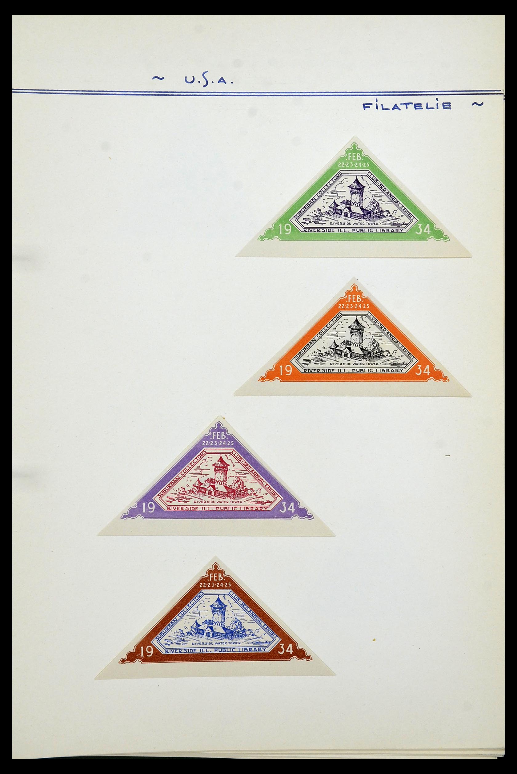 34486 037 - Postzegelverzameling 34486 USA filatelistische labels 1926-1960.