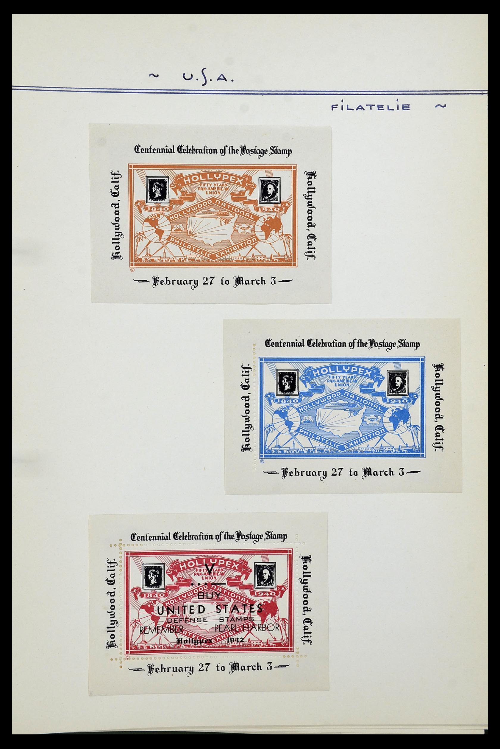 34486 041 - Postzegelverzameling 34486 USA filatelistische labels 1926-1960.
