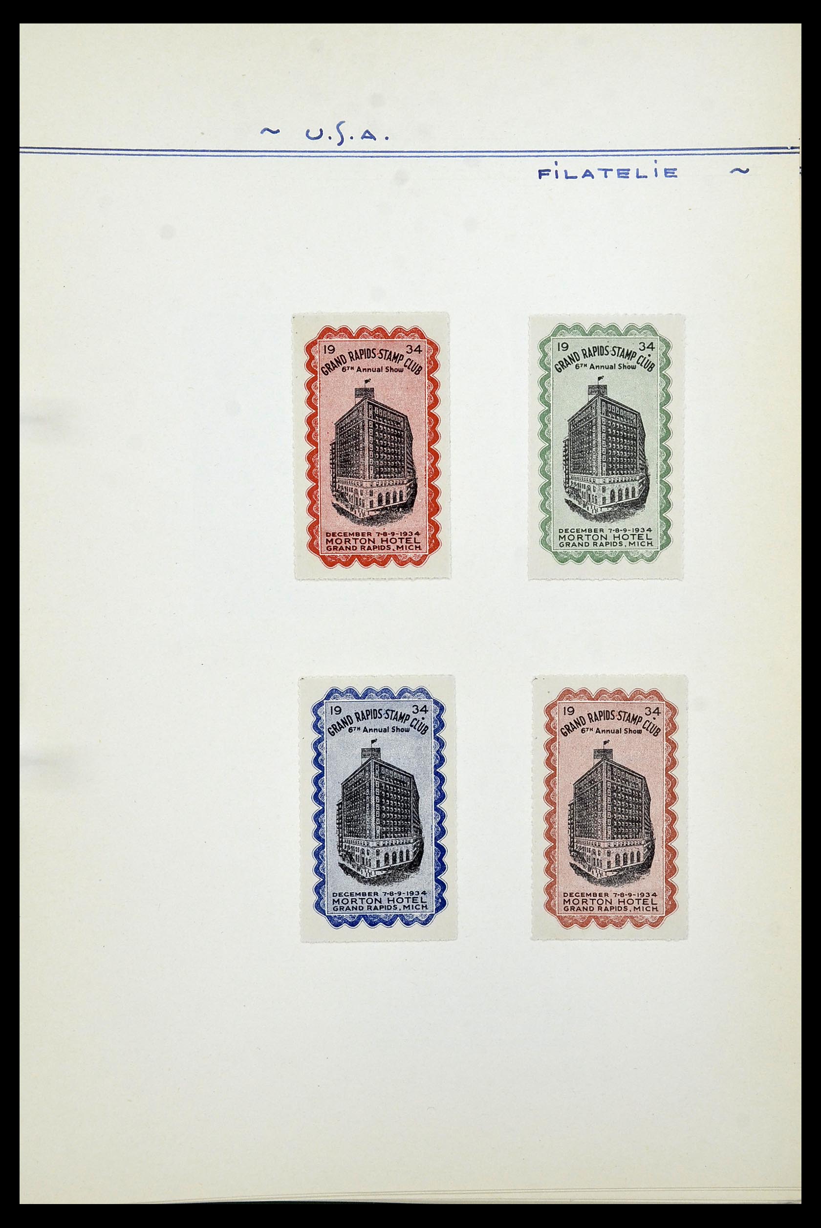 34486 043 - Stamp Collection 34486 USA philatelic labels 1926-1960.