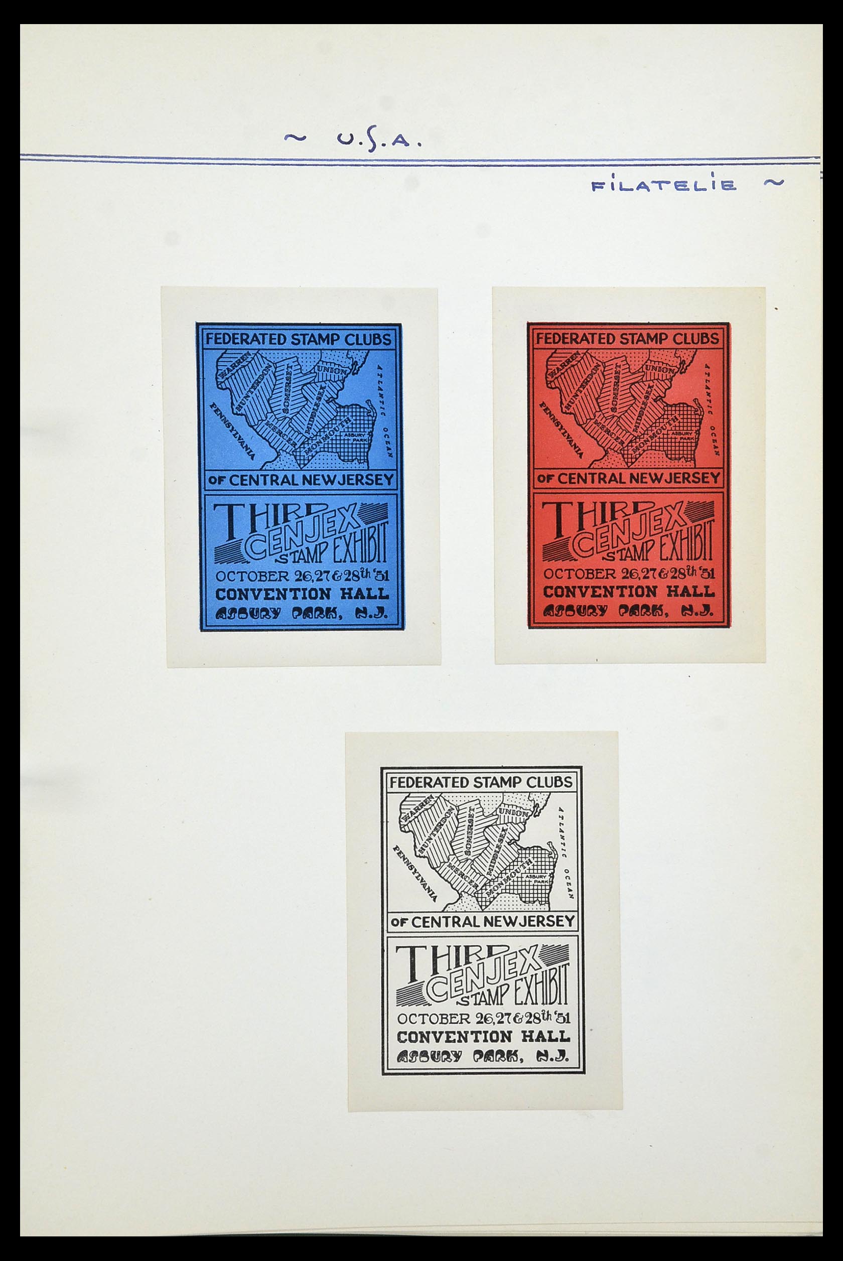 34486 044 - Postzegelverzameling 34486 USA filatelistische labels 1926-1960.
