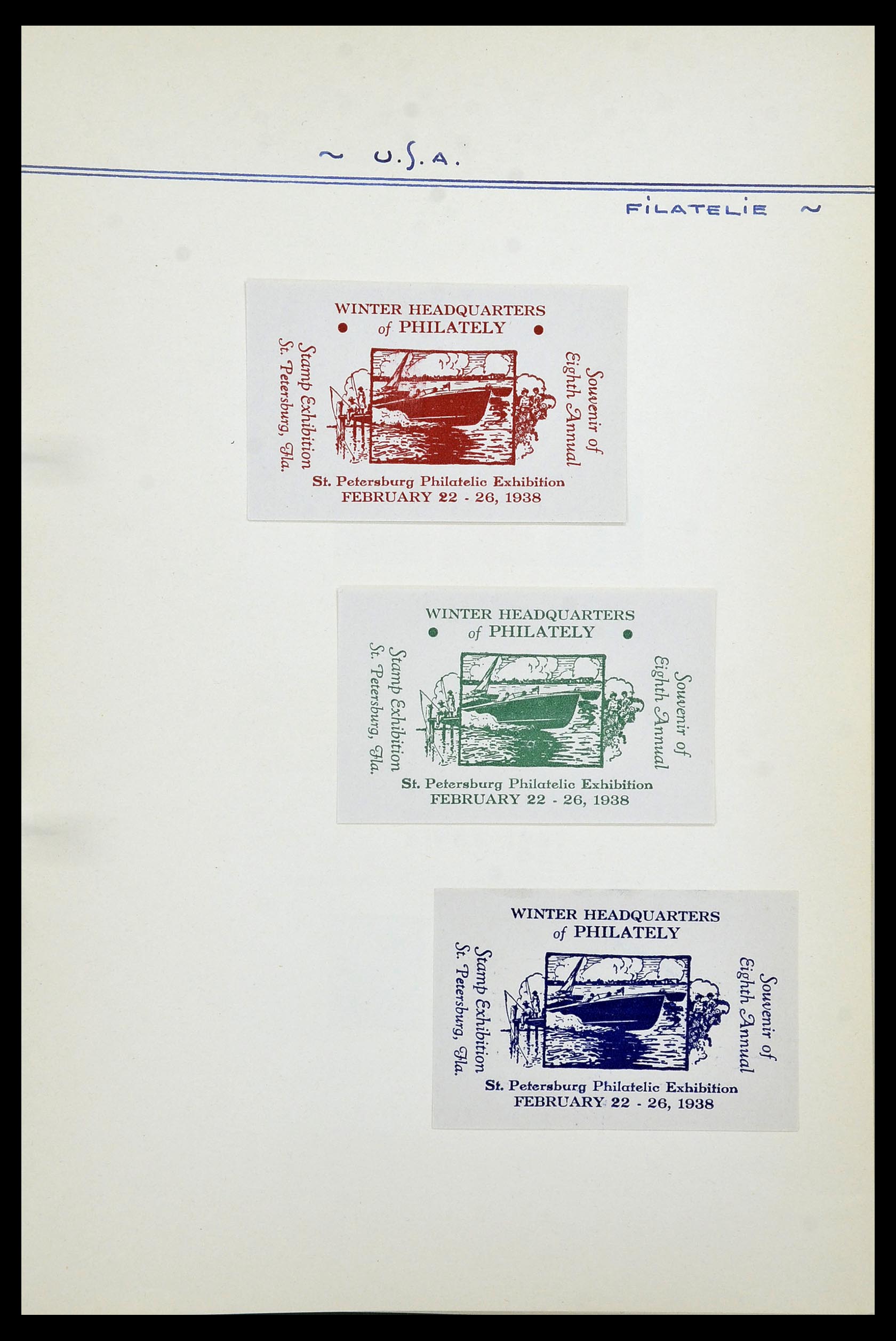 34486 045 - Postzegelverzameling 34486 USA filatelistische labels 1926-1960.