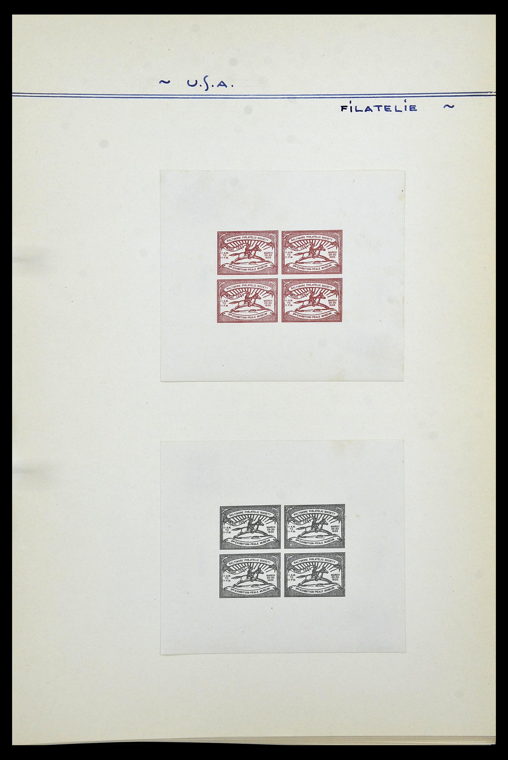 34486 047 - Postzegelverzameling 34486 USA filatelistische labels 1926-1960.