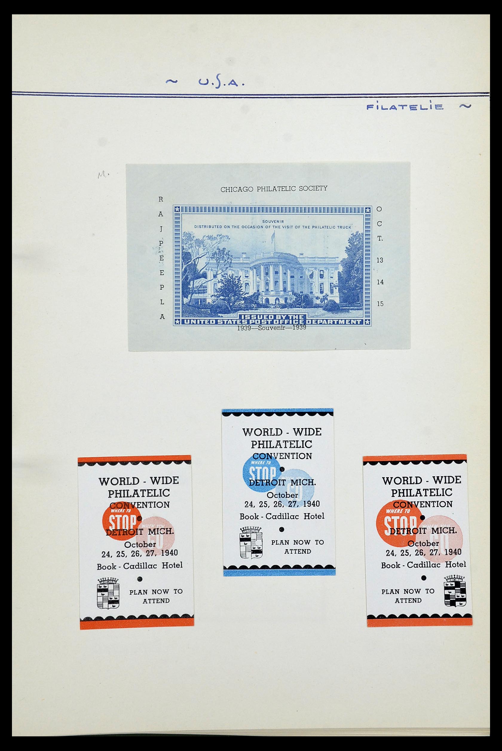 34486 049 - Postzegelverzameling 34486 USA filatelistische labels 1926-1960.