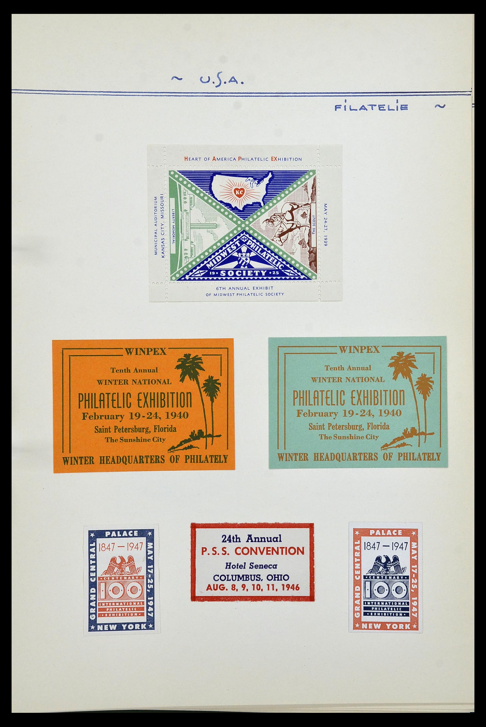 34486 050 - Postzegelverzameling 34486 USA filatelistische labels 1926-1960.