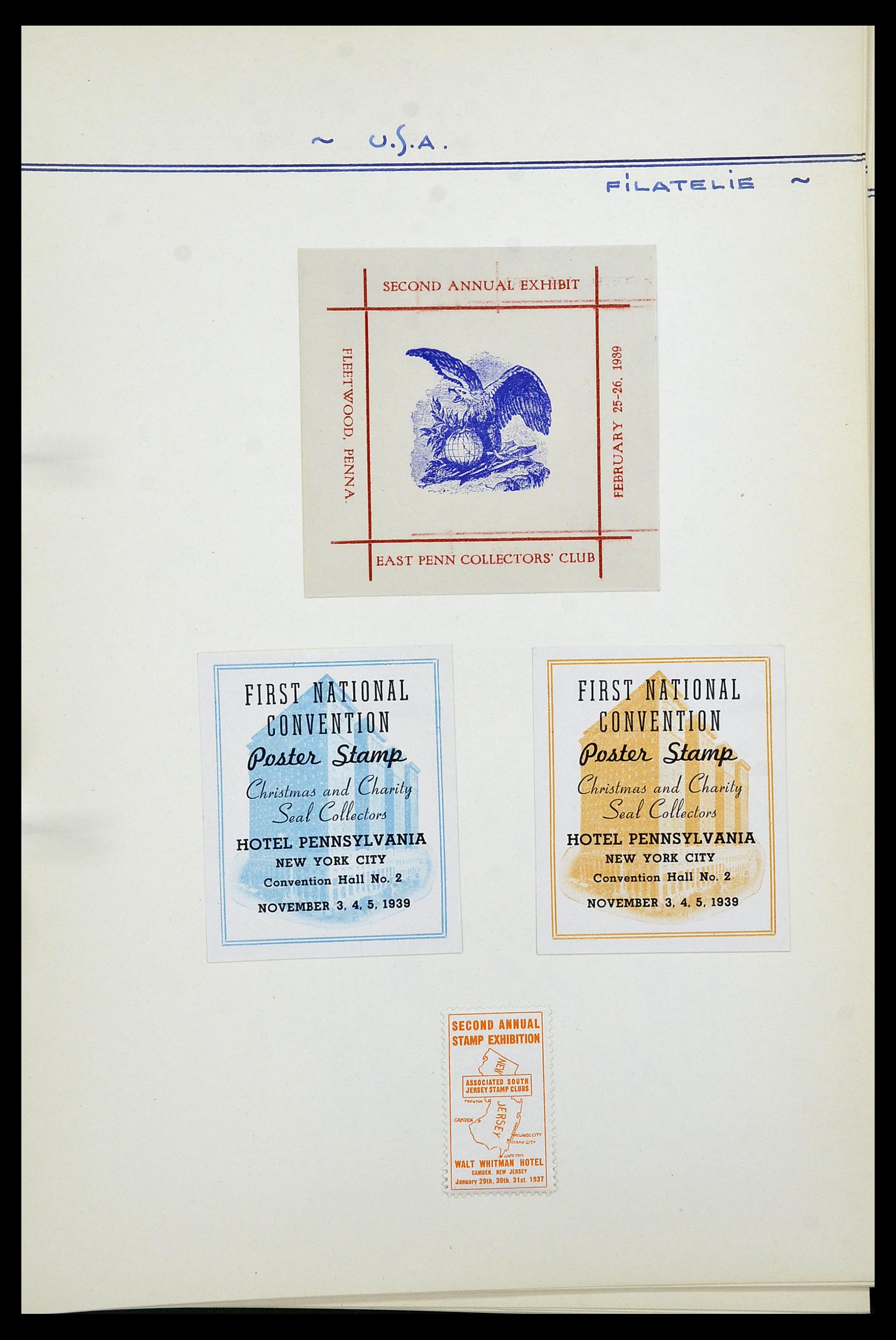 34486 051 - Postzegelverzameling 34486 USA filatelistische labels 1926-1960.