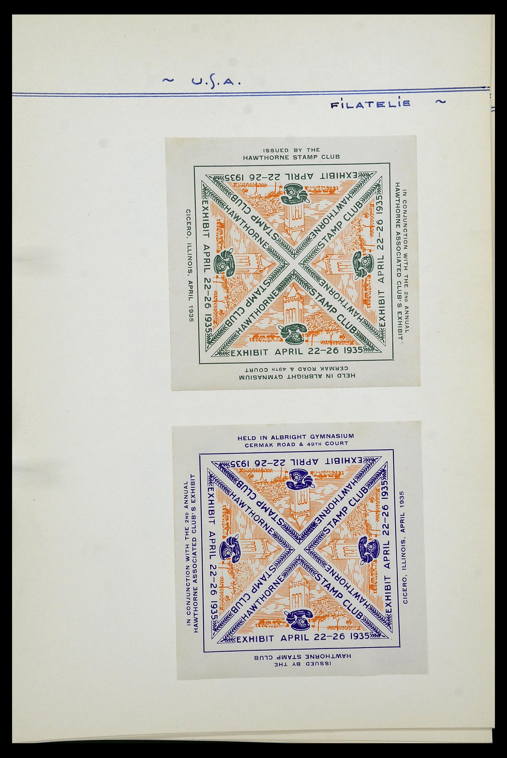 34486 052 - Postzegelverzameling 34486 USA filatelistische labels 1926-1960.