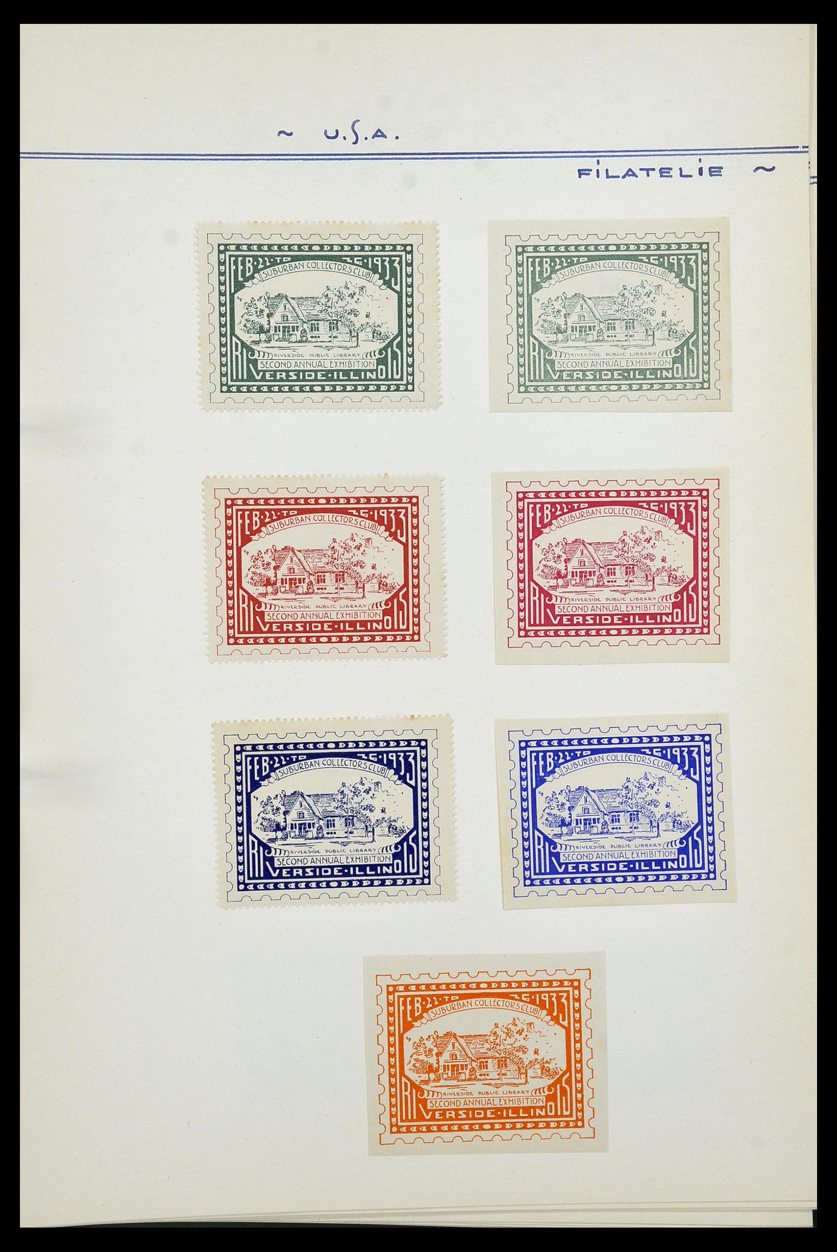 34486 053 - Postzegelverzameling 34486 USA filatelistische labels 1926-1960.