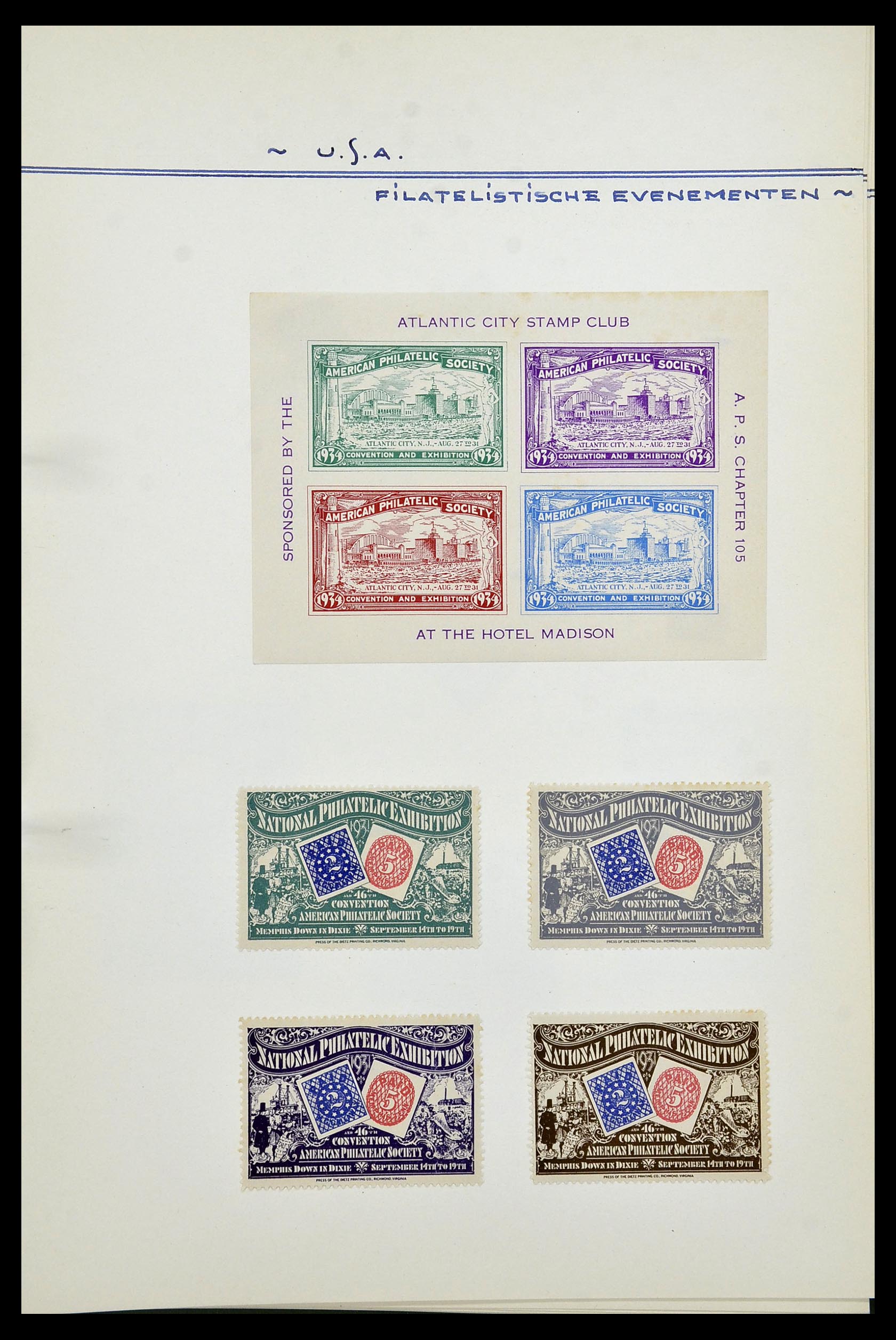 34486 054 - Postzegelverzameling 34486 USA filatelistische labels 1926-1960.