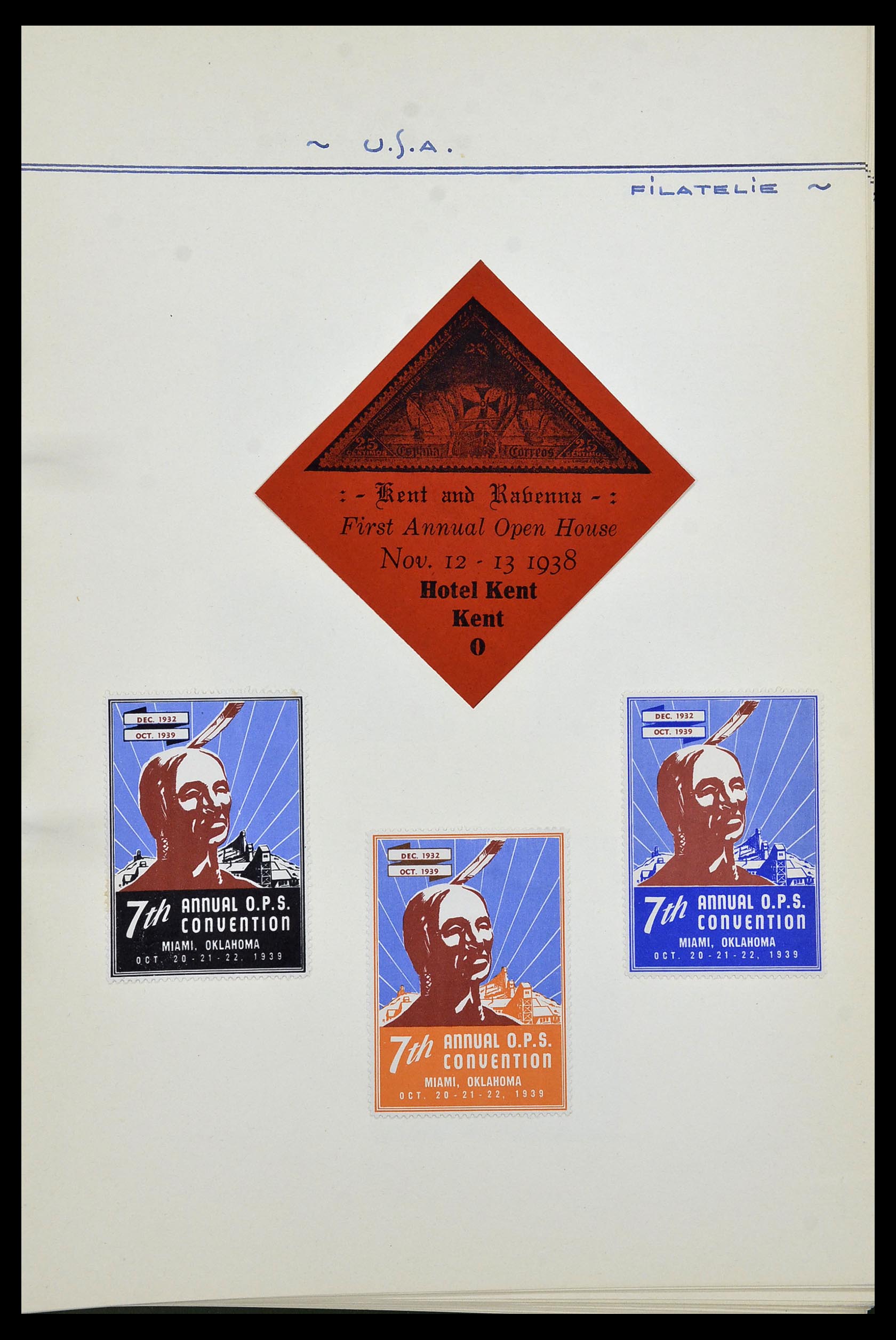 34486 055 - Postzegelverzameling 34486 USA filatelistische labels 1926-1960.