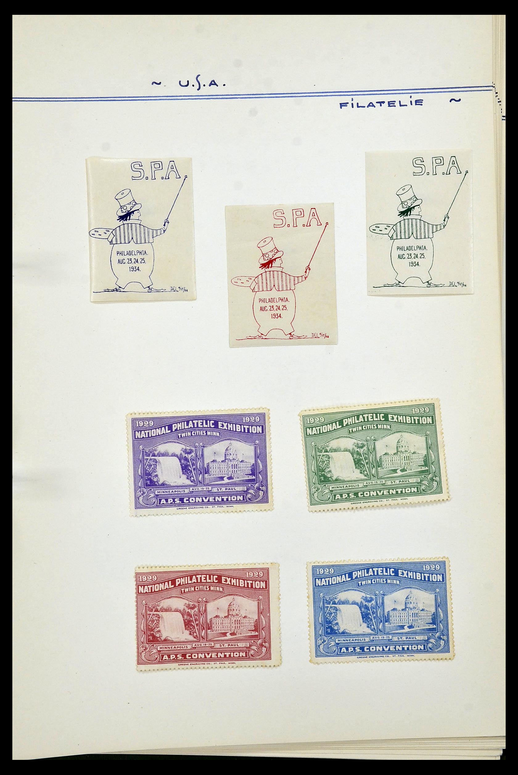34486 057 - Postzegelverzameling 34486 USA filatelistische labels 1926-1960.