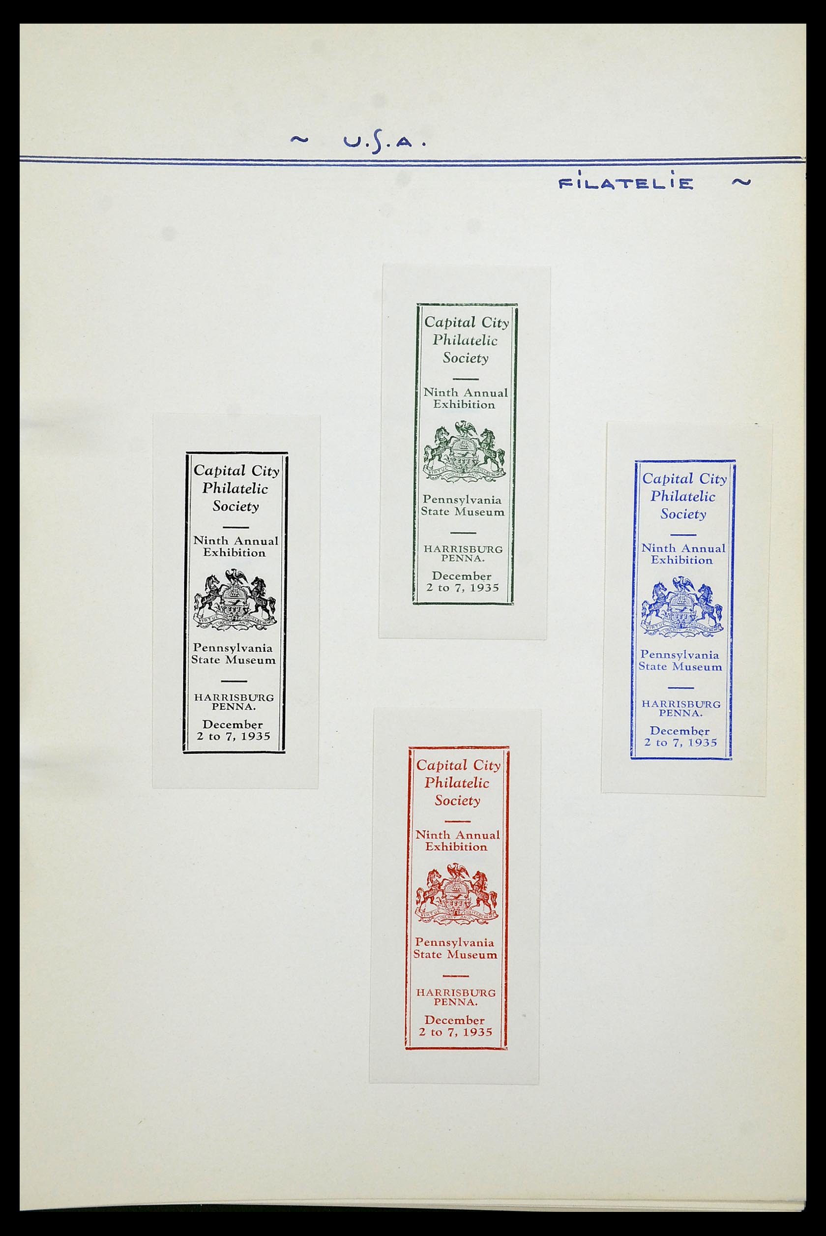 34486 060 - Postzegelverzameling 34486 USA filatelistische labels 1926-1960.