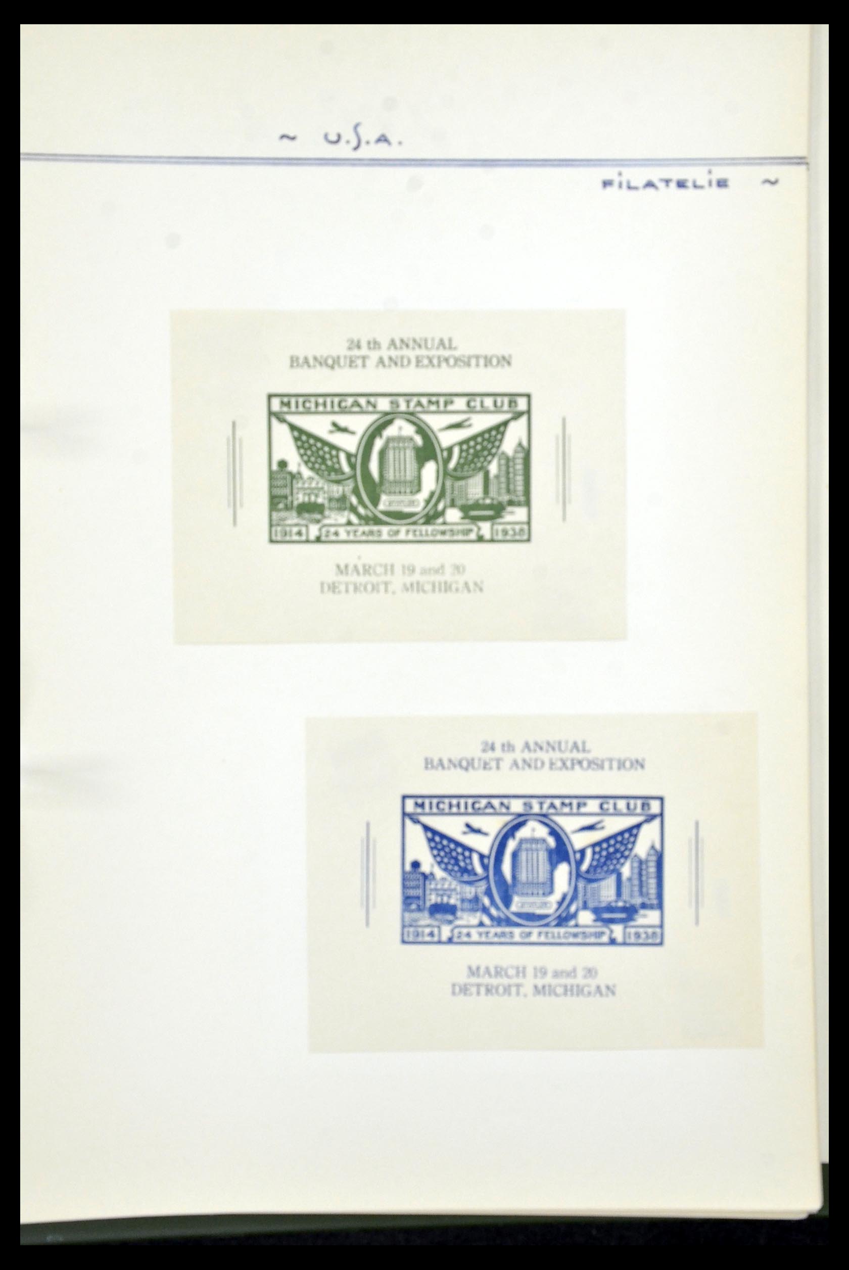 34486 061 - Postzegelverzameling 34486 USA filatelistische labels 1926-1960.