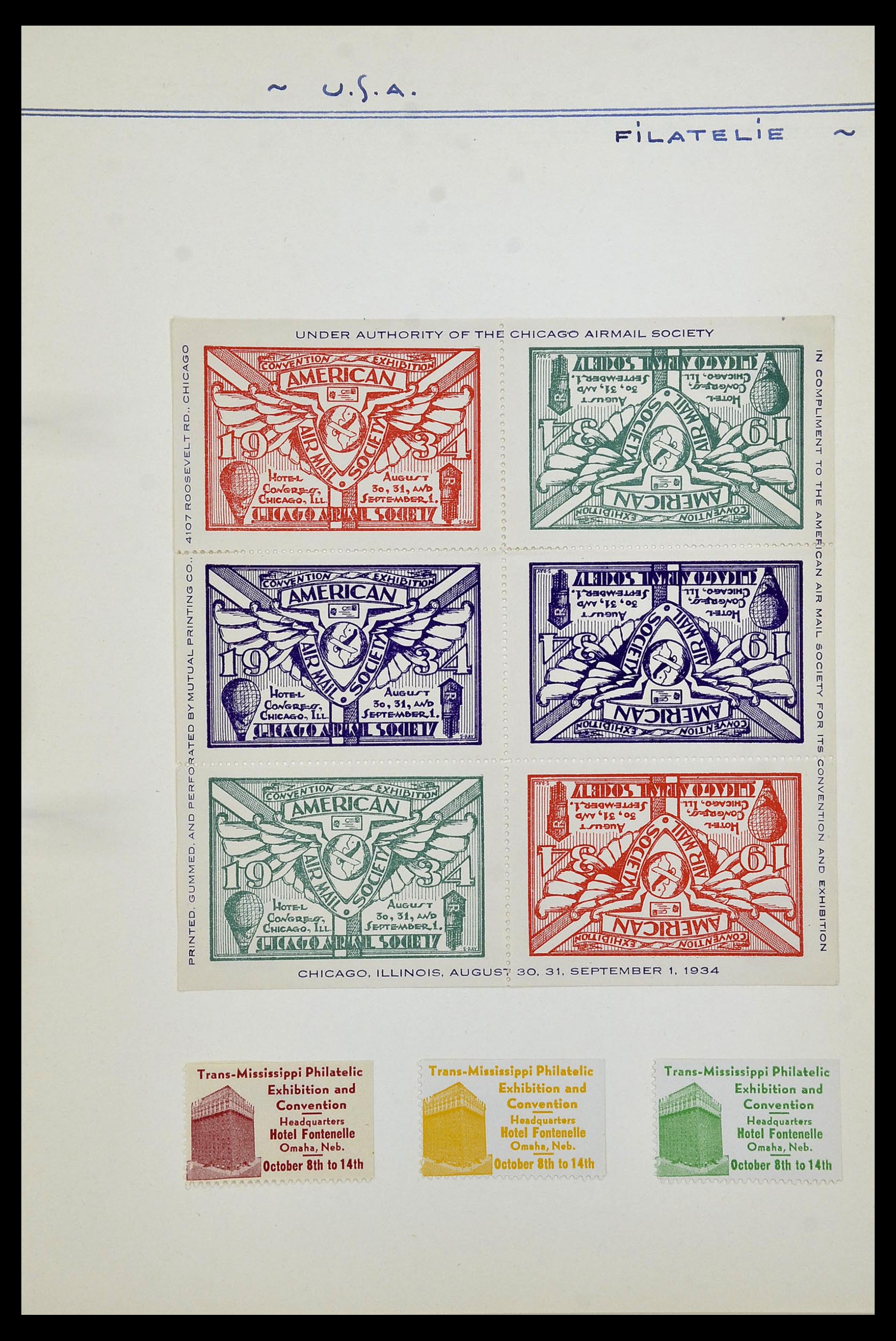 34486 063 - Postzegelverzameling 34486 USA filatelistische labels 1926-1960.