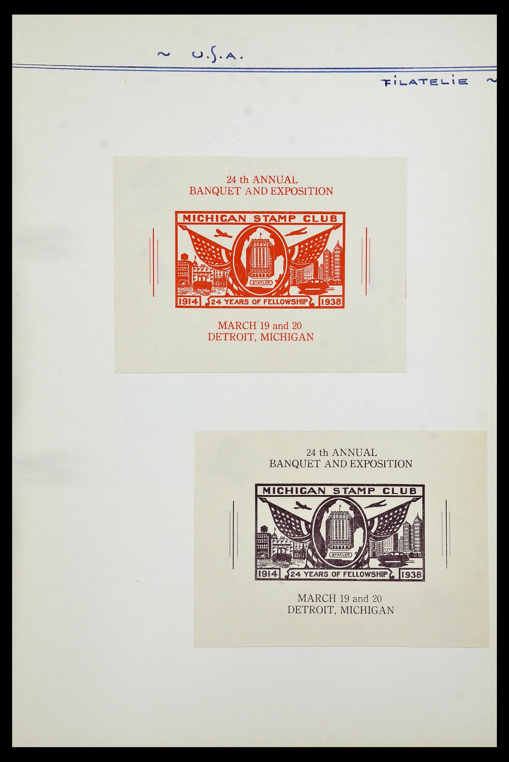 34486 070 - Stamp Collection 34486 USA philatelic labels 1926-1960.