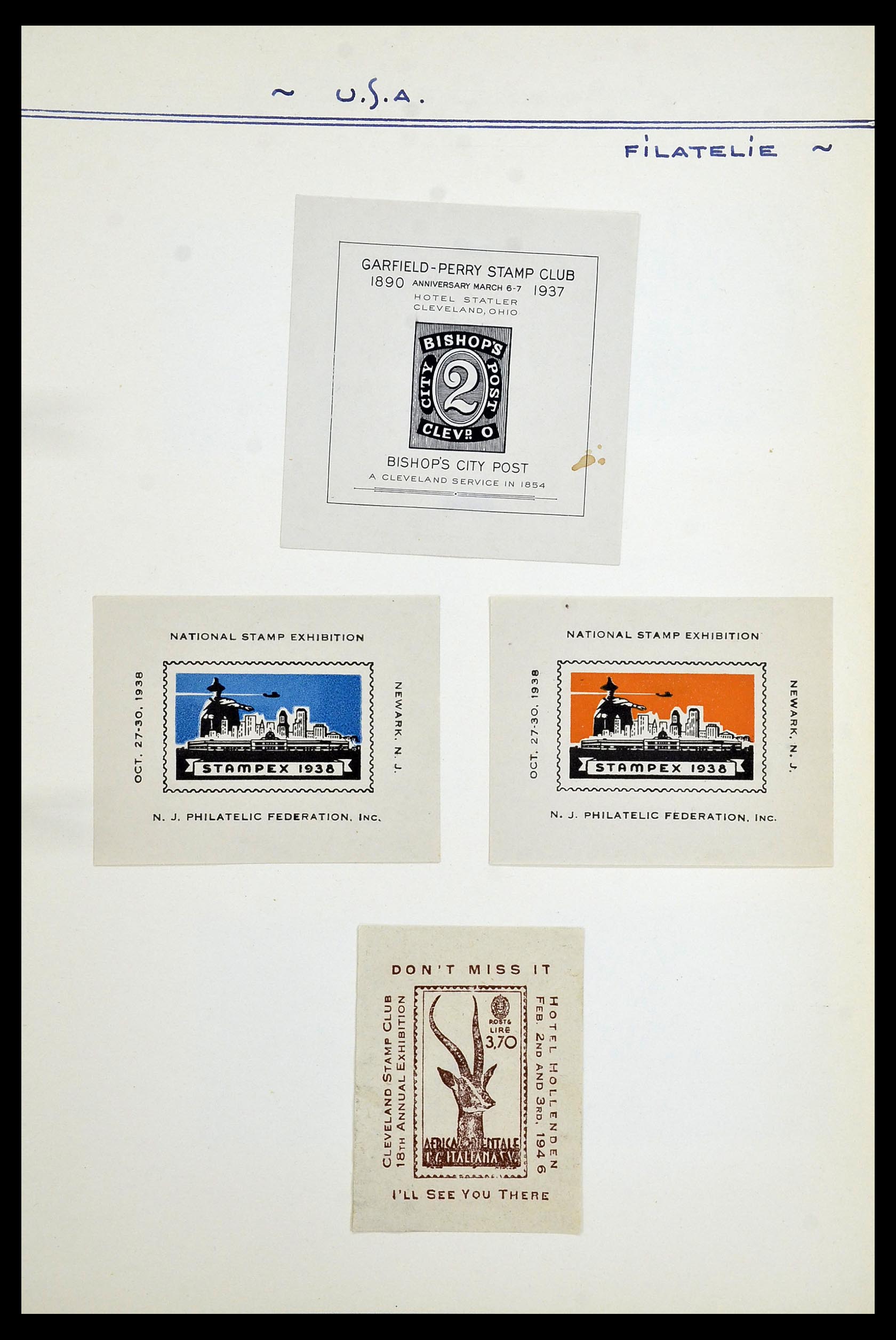 34486 071 - Postzegelverzameling 34486 USA filatelistische labels 1926-1960.