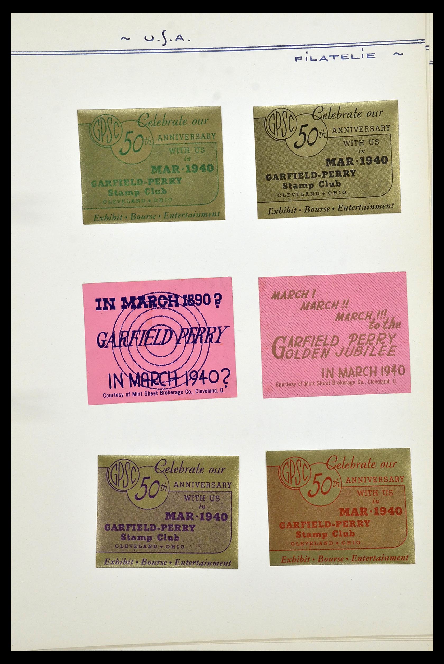 34486 072 - Postzegelverzameling 34486 USA filatelistische labels 1926-1960.
